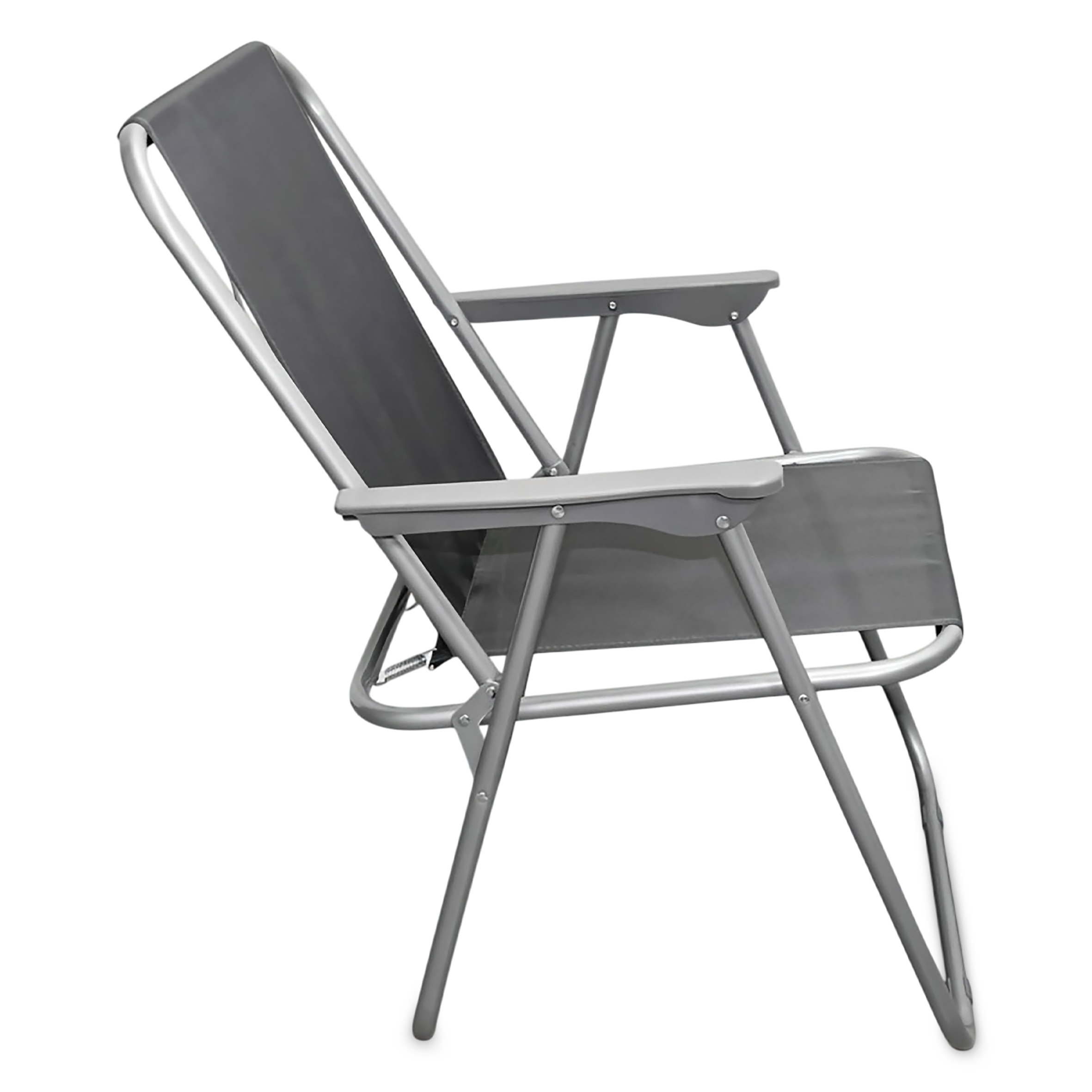 Camping Klappstuhl mit Armlehnen belastbar bis 100 kg - grau - Leichter und Kompakter Outdoor Stuhl für Camping und Garten