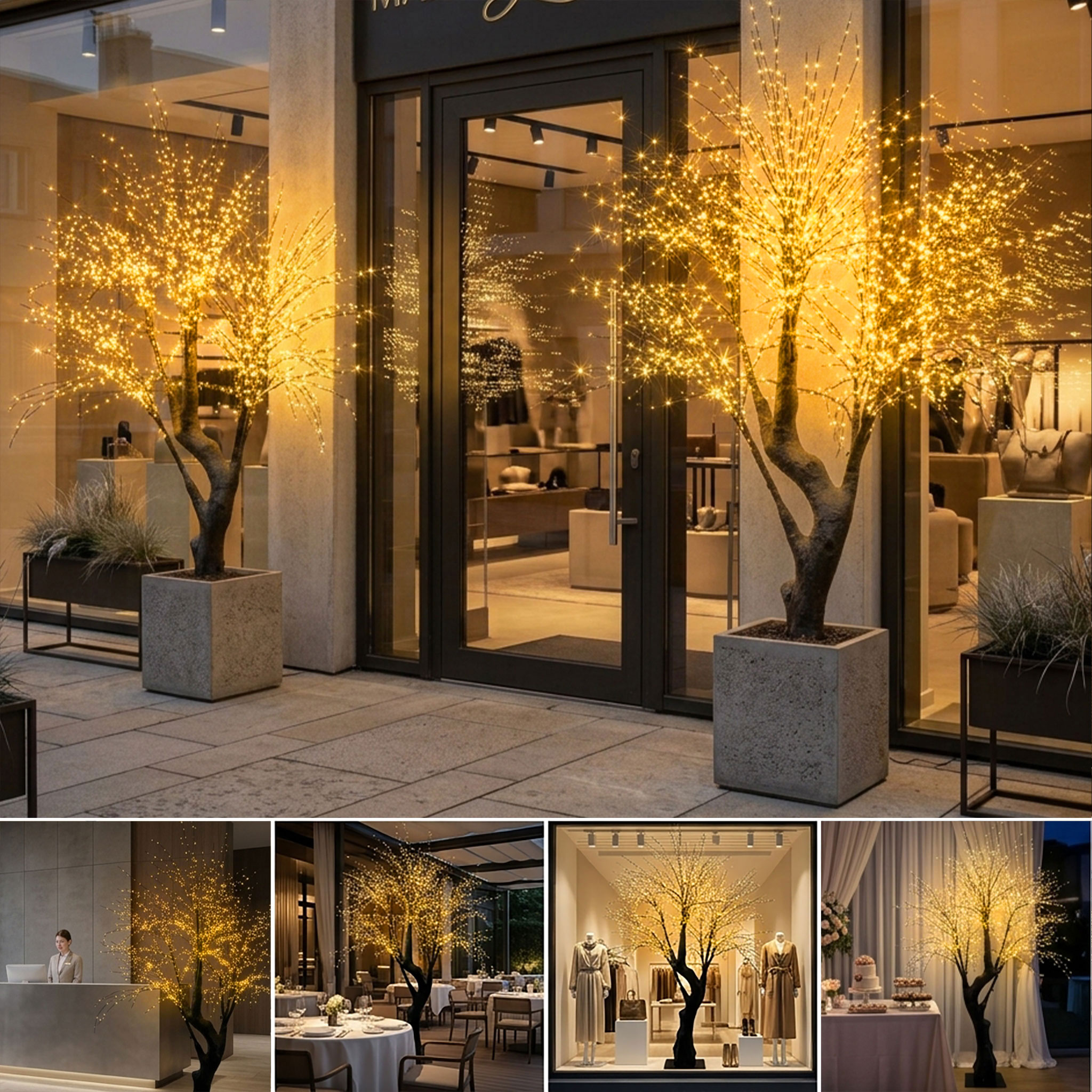 XL Lichterbaum für Außen und Innen mit Twinkle Effekt - 3072 gold LED - Fairy Lights Leuchtbaum mit biegsamen Ästen 200 cm mit Timer