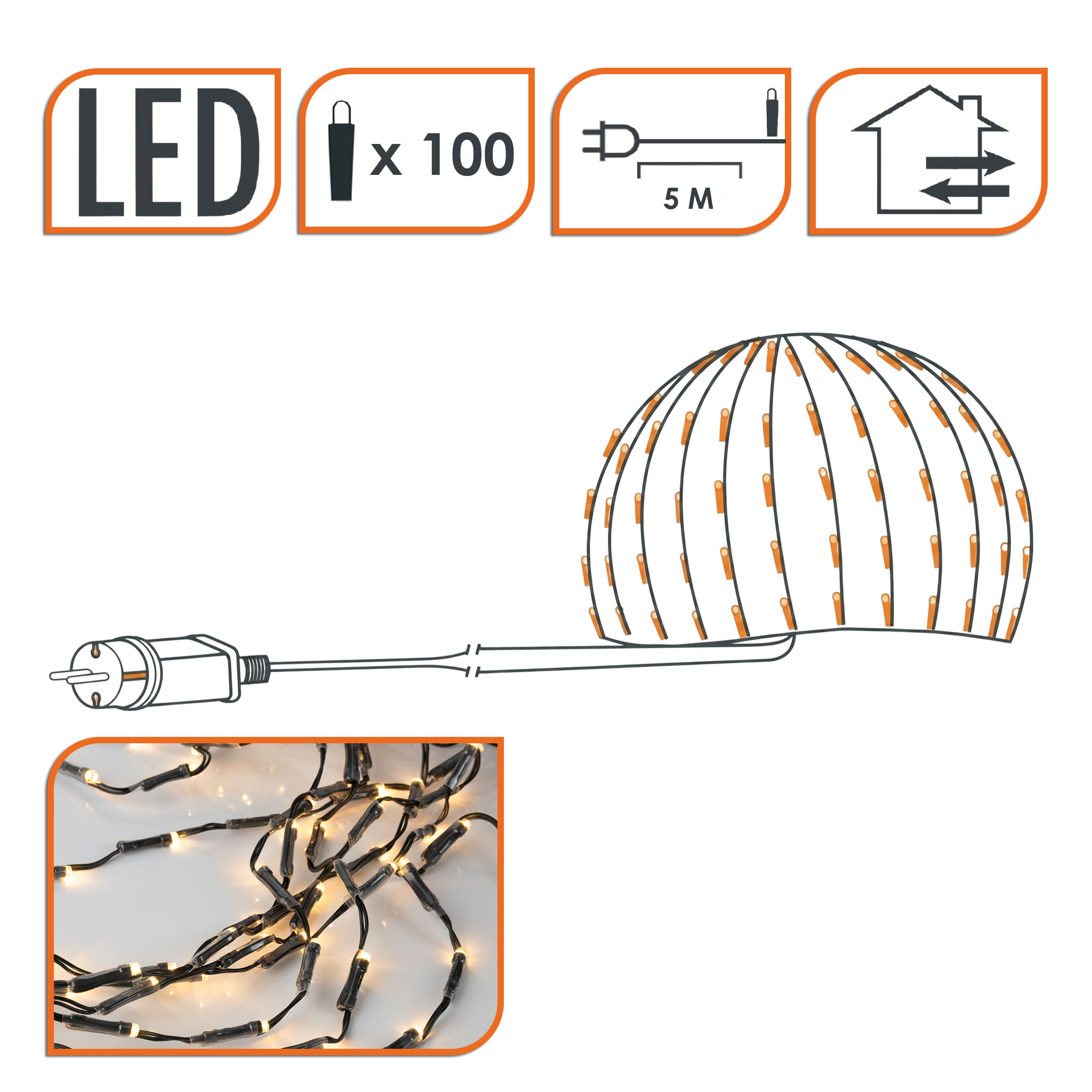 LED Buchsbaum Beleuchtung mit 100 LED warm weiß - 90 cm - Garten Deko Lichtervorhang