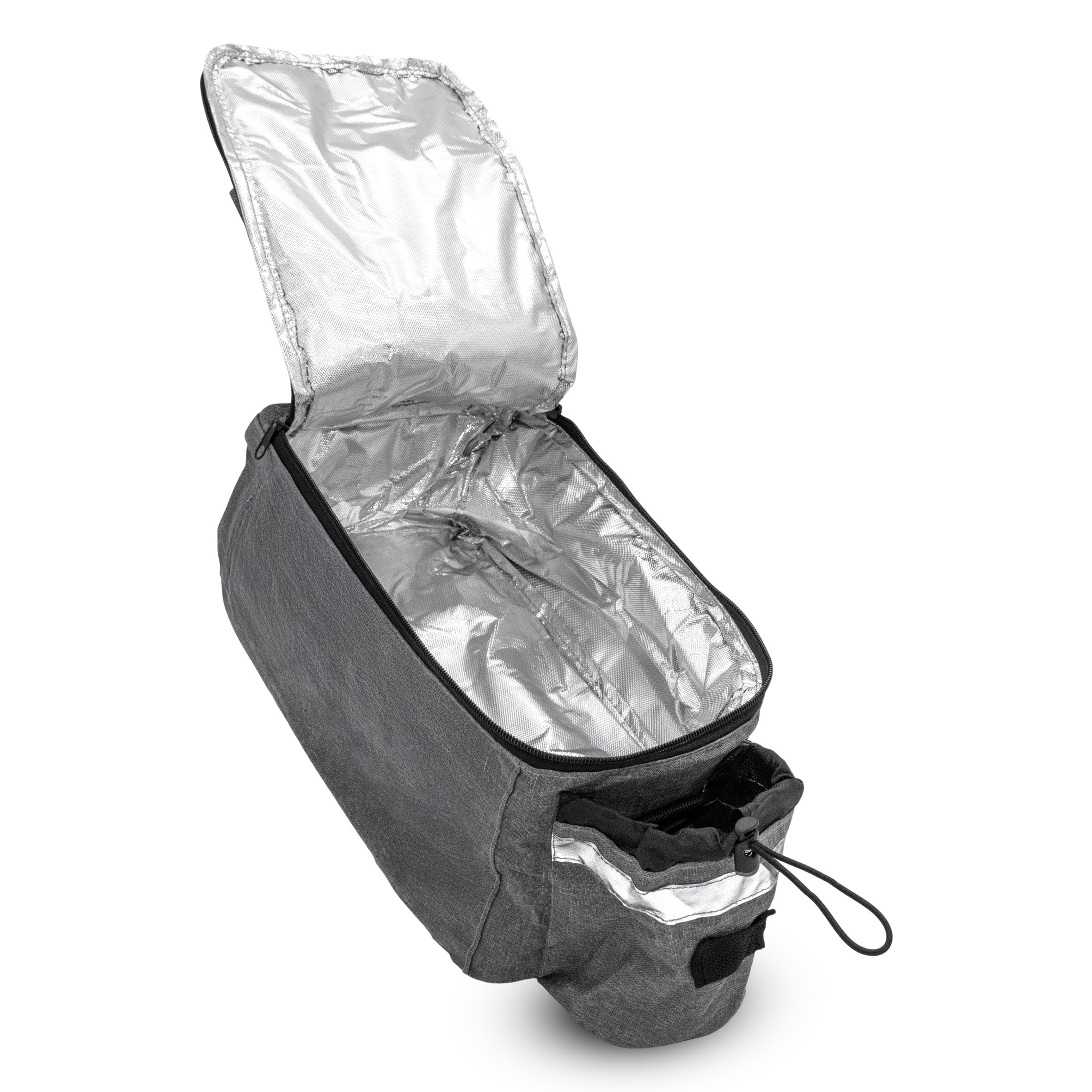 2in1 Fahrrad Kühltasche grau für Gepäckträger und zum Umhängen - 10 L - Isolier Fahrradtasche 40 x 18 cm reflektierend mit Klettgurt