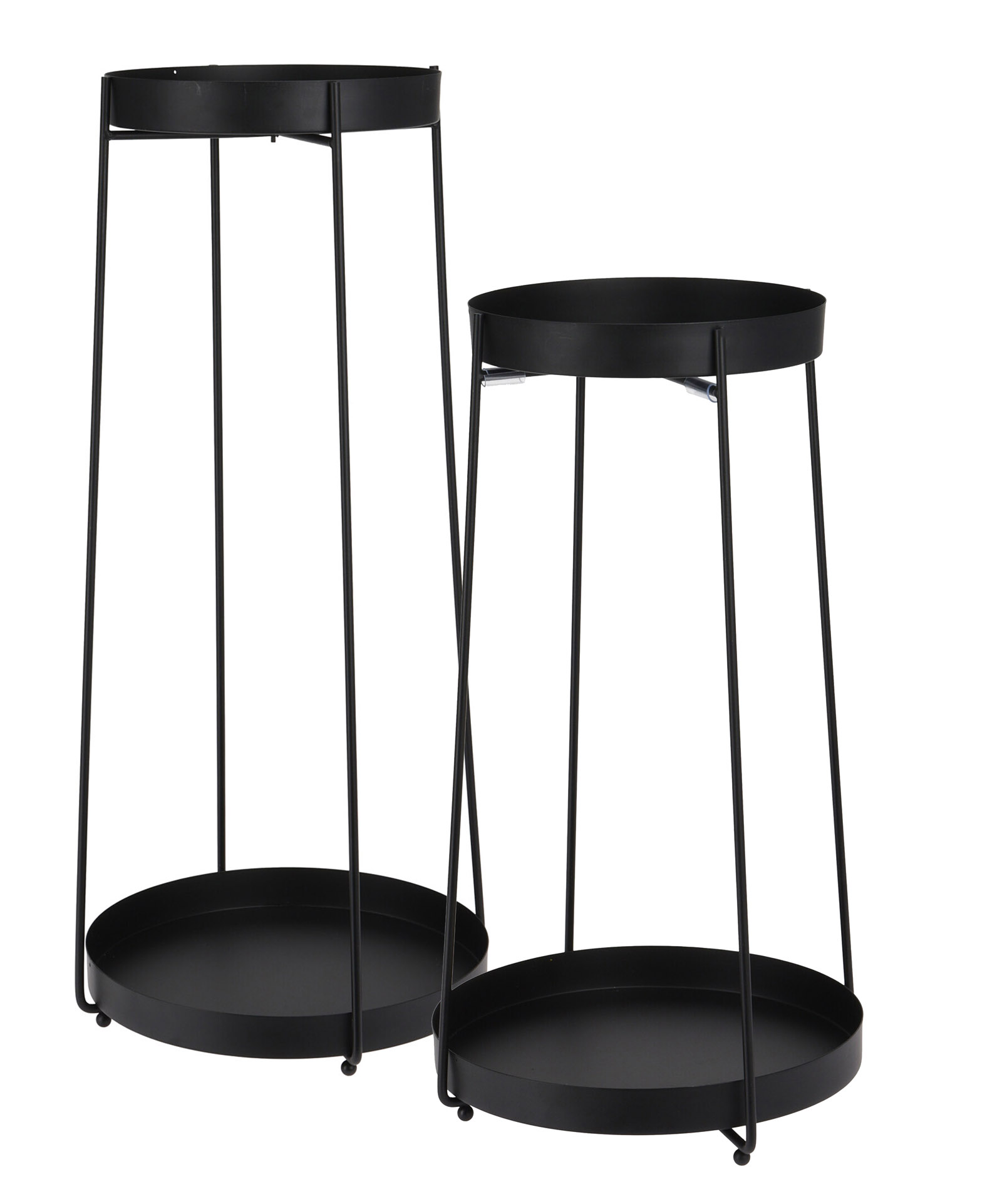 Blumentopf Ständer aus Metall in schwarz 2er Set - H 58 / 46 cm