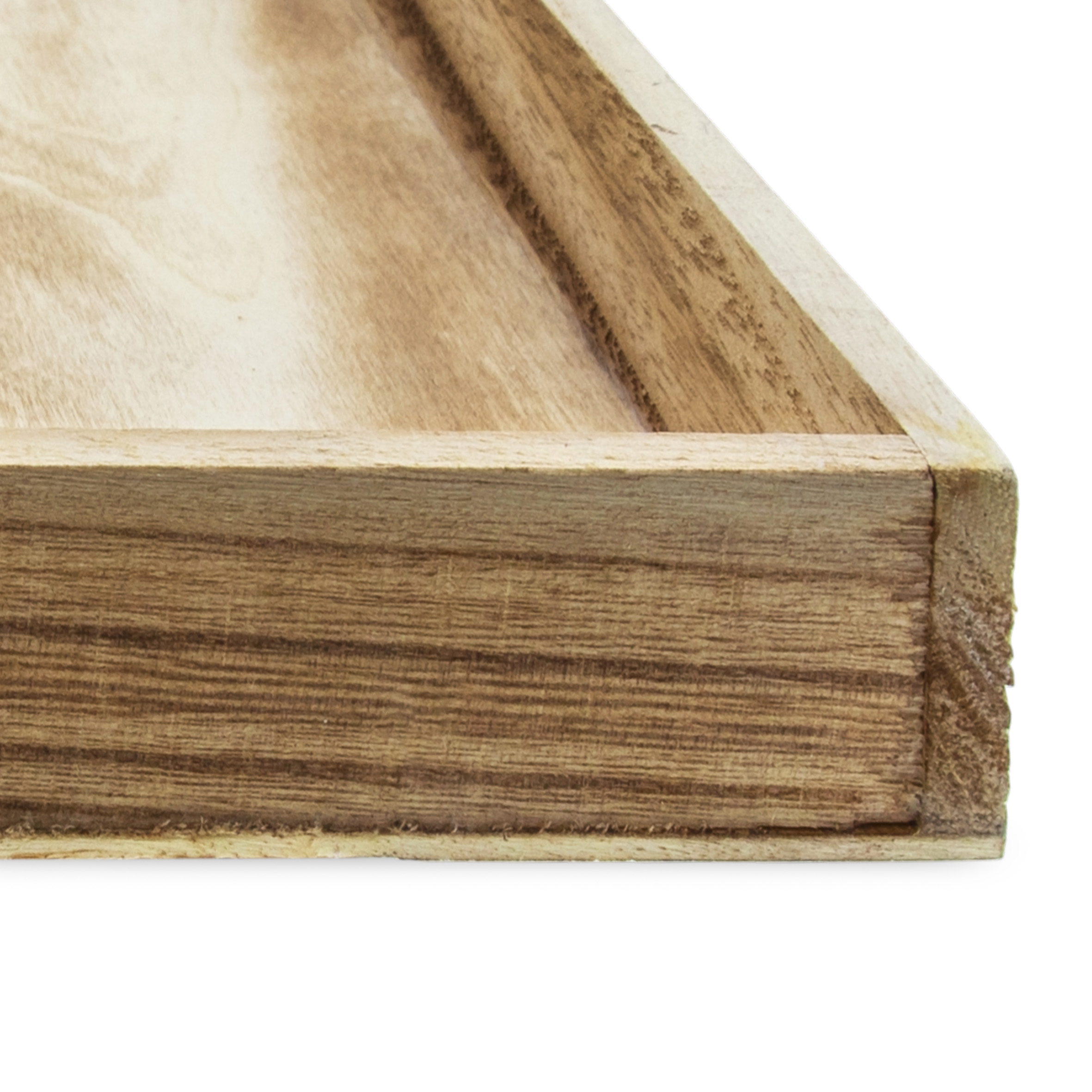 Holz Kerzentablett geflammt rechteckig 3er Set  - 60 / 42 / 30 cm - Dekotablett naturbelassen mit erhöhtem Rand