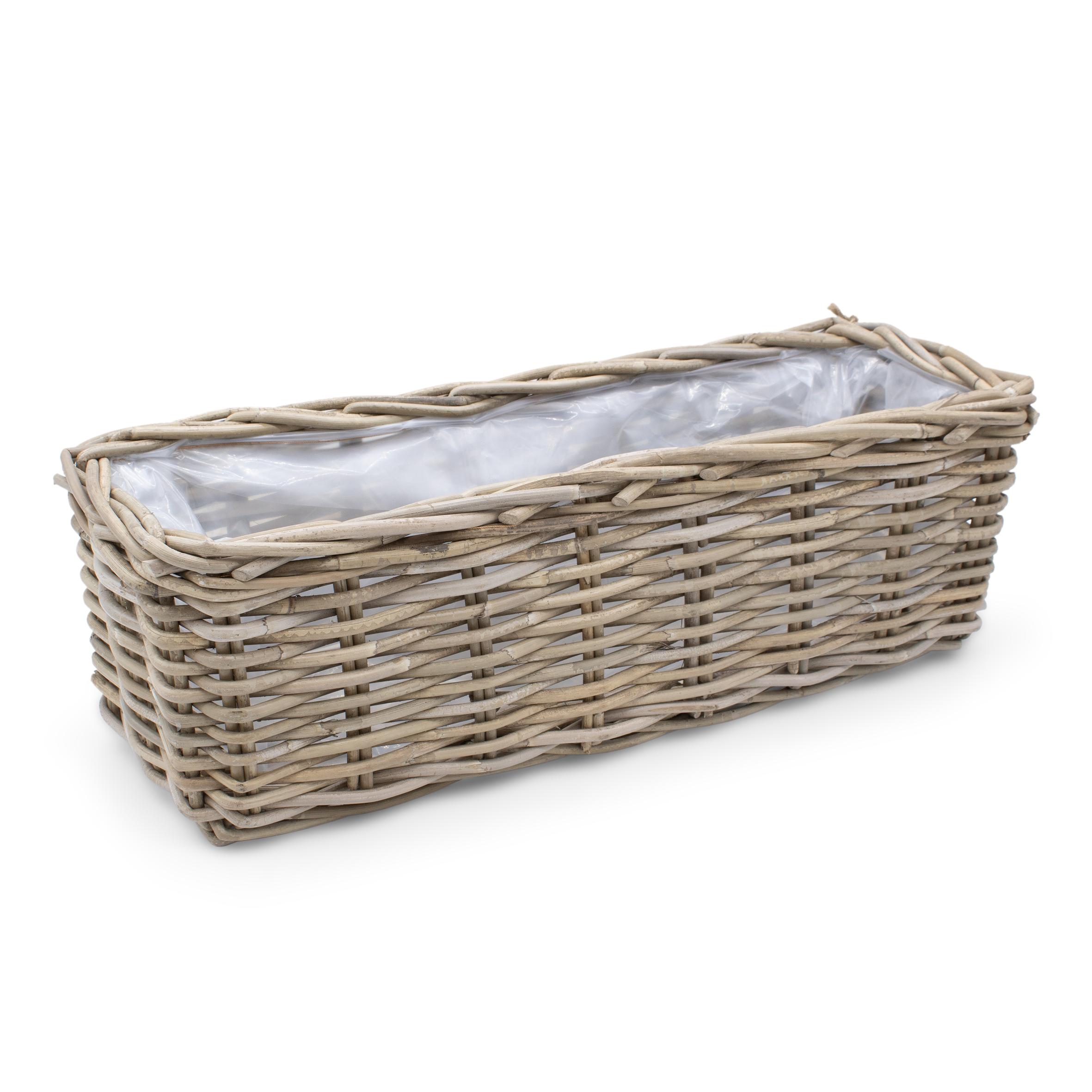 Weide Pflanzkasten natur - 60 cm / eckig - Rattan Blumentopf mit Folie