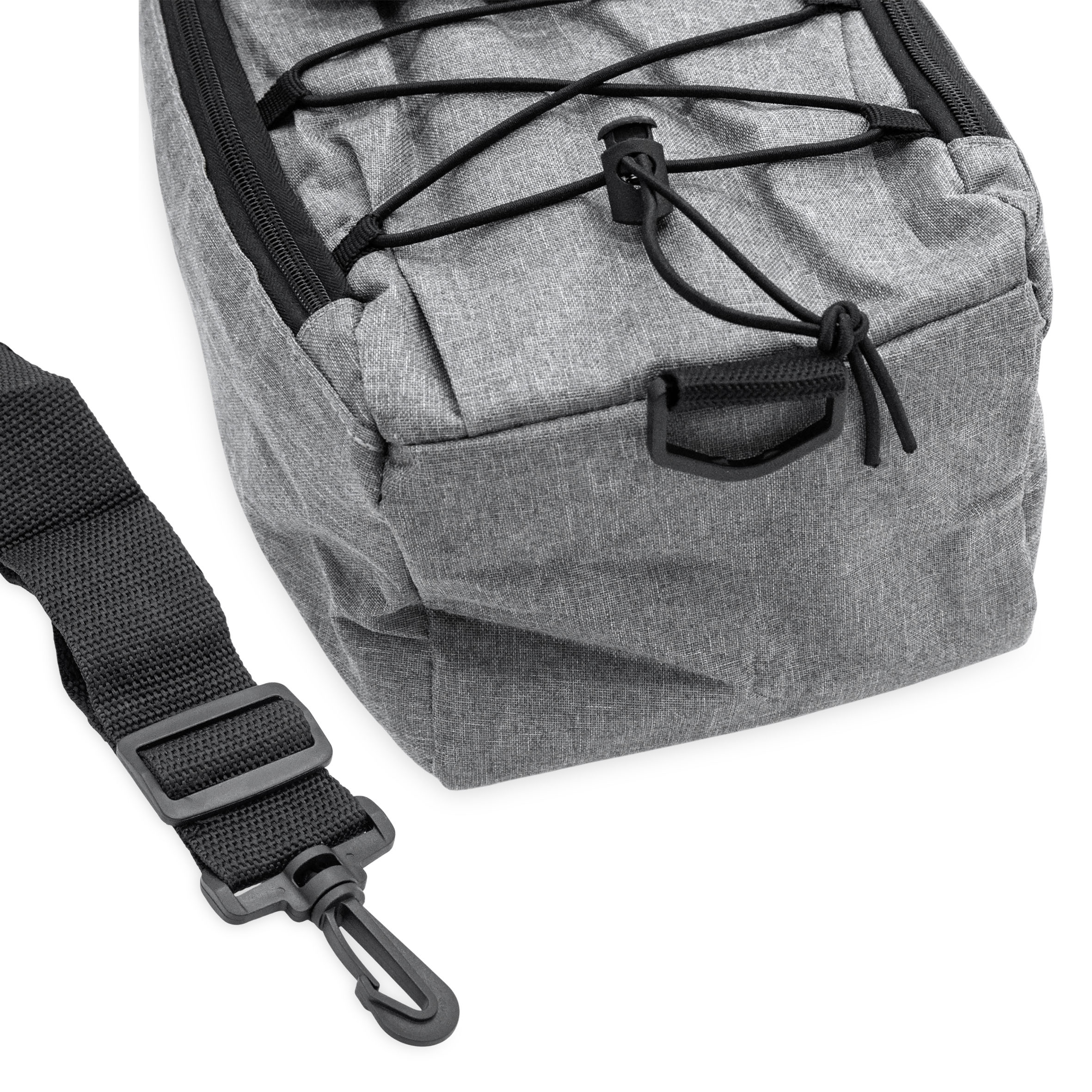 2in1 Fahrrad Kühltasche grau für Gepäckträger und zum Umhängen - 10 L - Isolier Fahrradtasche 40 x 18 cm reflektierend mit Klettgurt