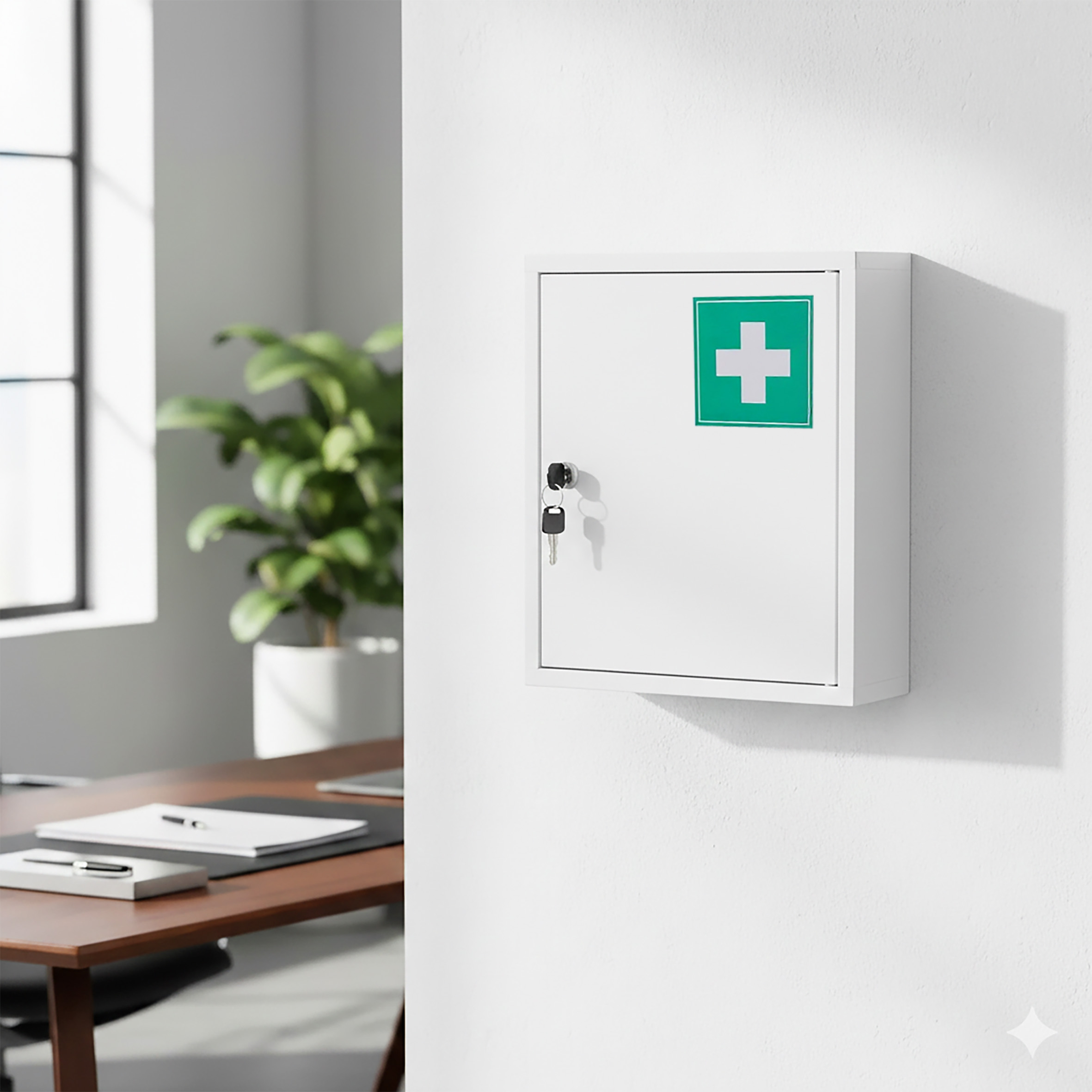 Metall Medizinschrank weiß - 36 x 31 cm - Arzneischrank mit 2 Fächern