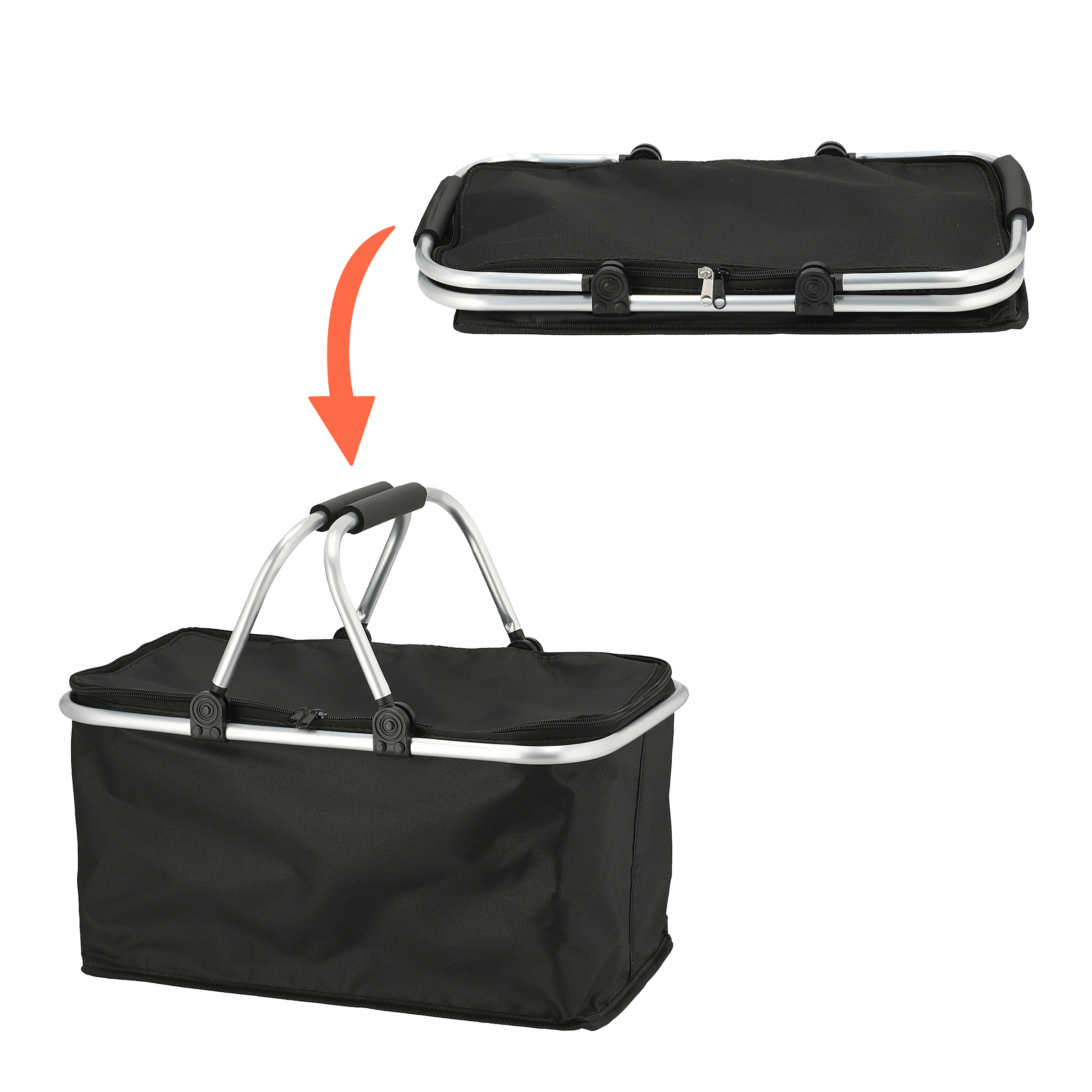 Thermo Einkaufskorb 30 Liter schwarz - 48 x 24 cm - Einkaufstasche klappbar mit Kühlfunktion