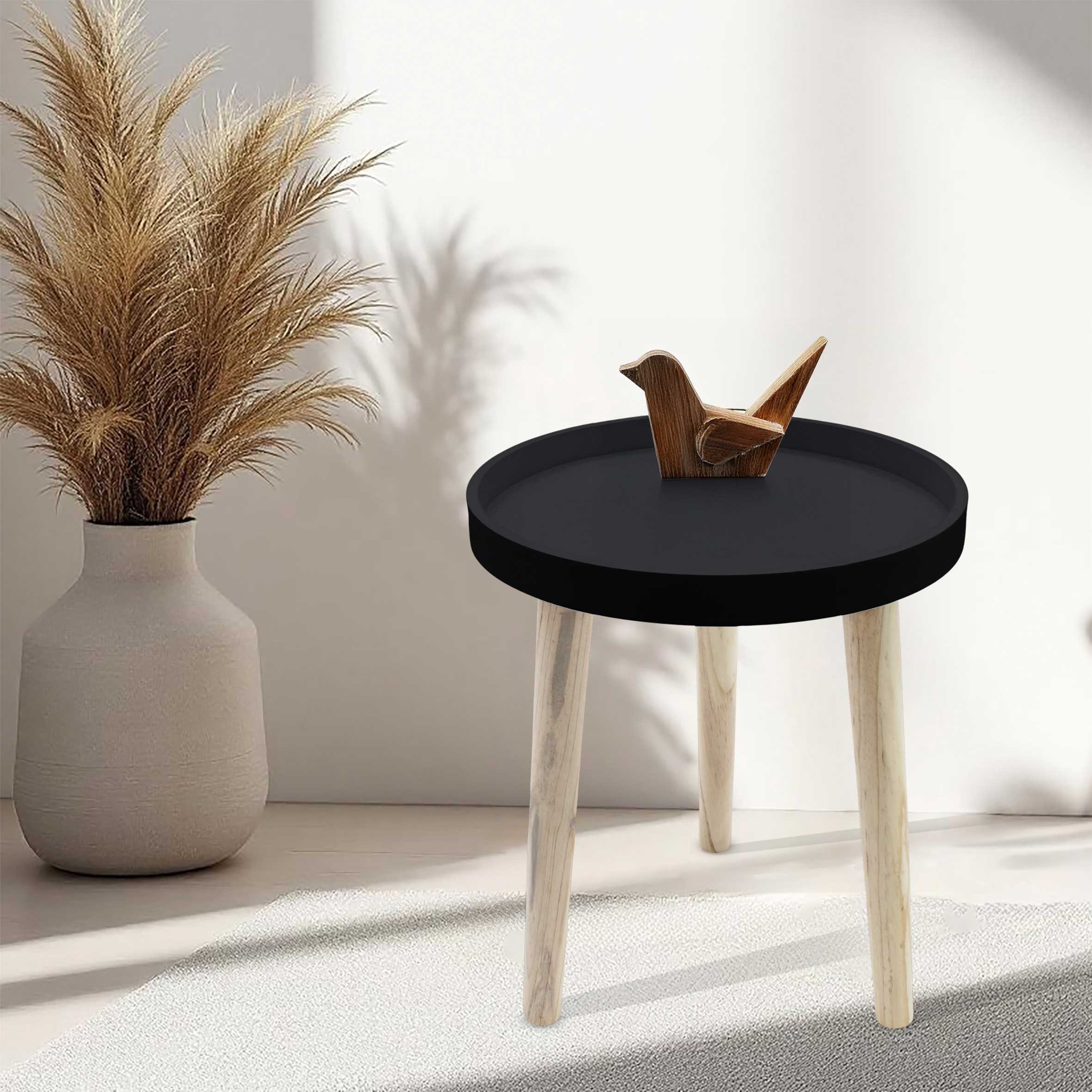 kleiner Beistelltisch ca. 36 cm x 30 cm - Farbe: Natur / Tischplatte lackiert - Farbe: wählbar