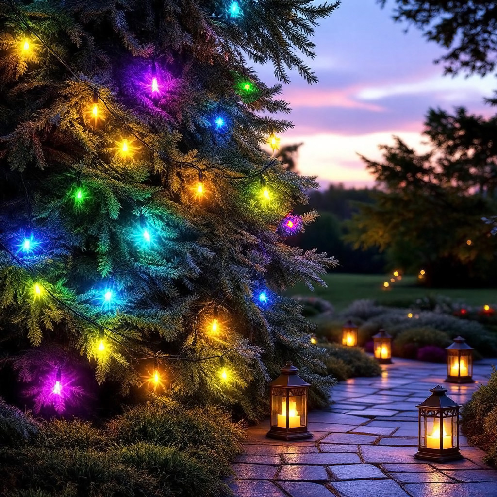 LED Lichterkette bunt für Außen mit Timer und Netzstecker - 384 LED / 4,9 m - Weihnachts Dekobeleuchtung multicolor mit 8 Funktionen