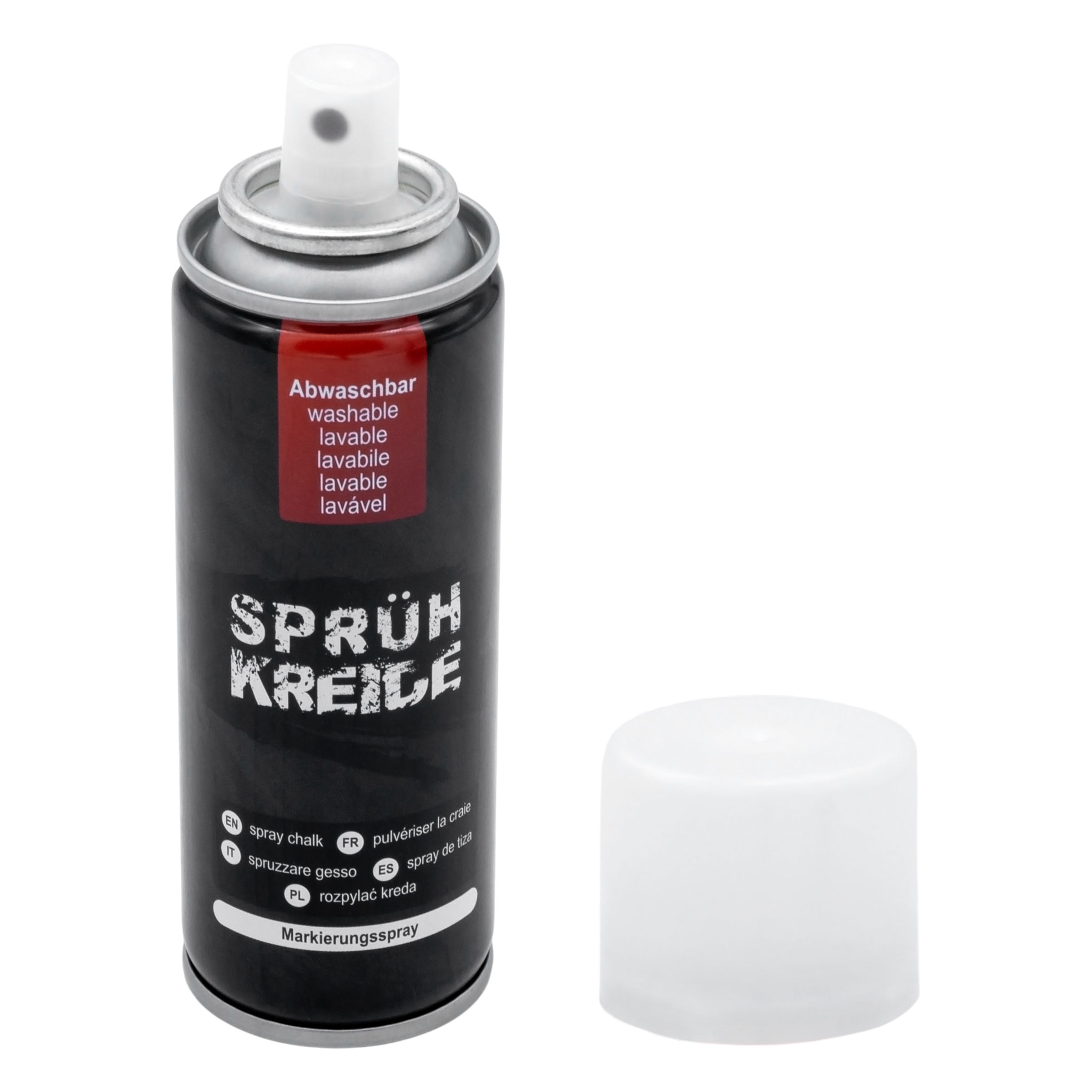 Sprühkreide weiß wasserlöslich 100 ml Dose - 6er Set - Kreide Markierungsspray für Beton, Glas, Rasen & Außenflächen