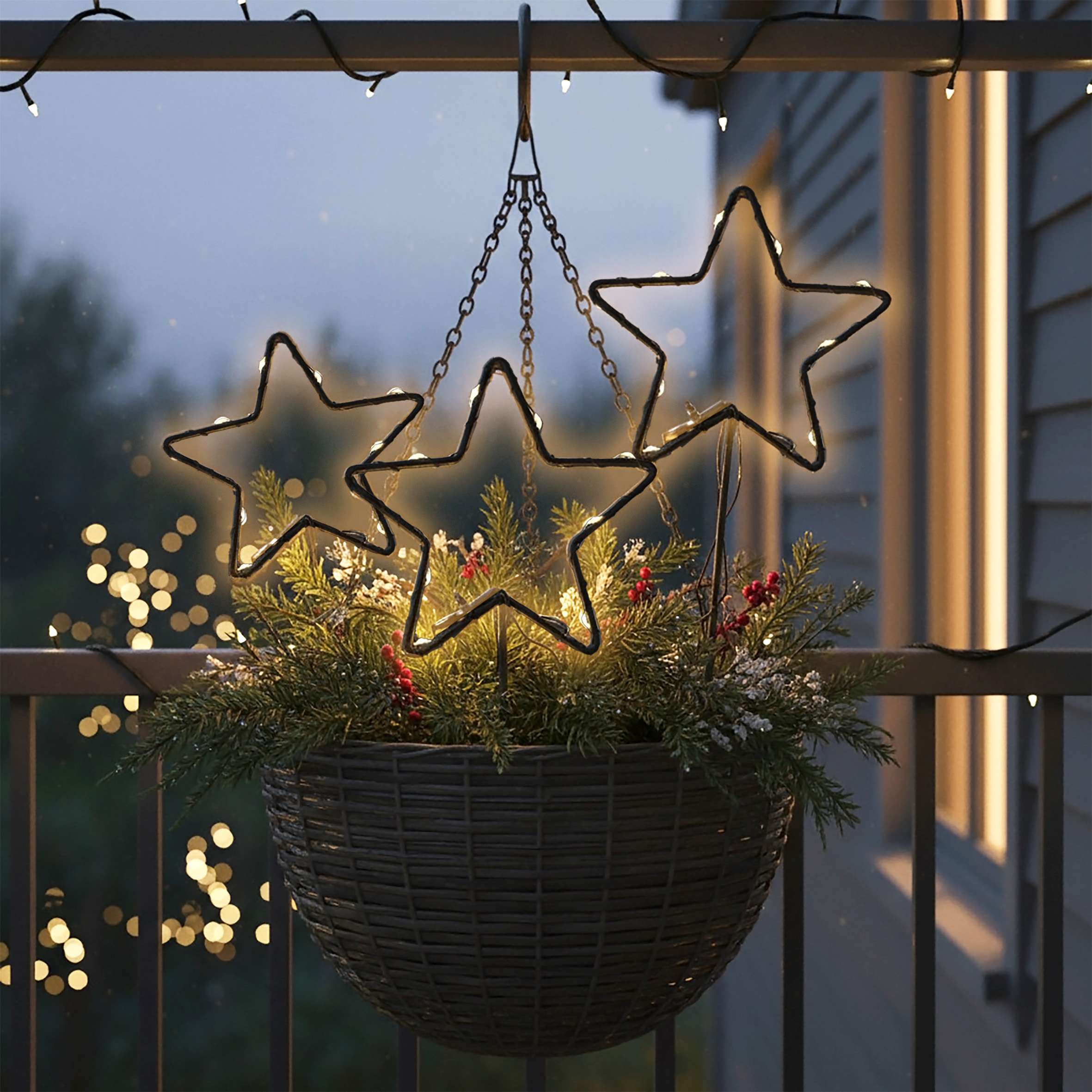Metall Leuchtstern Gartenstecker 3er Set schwarz 30 LED mit Timer - 21 cm - Weihnachts Beetstecker soft gold beleuchtet mit Erdspieß batteriebetrieben