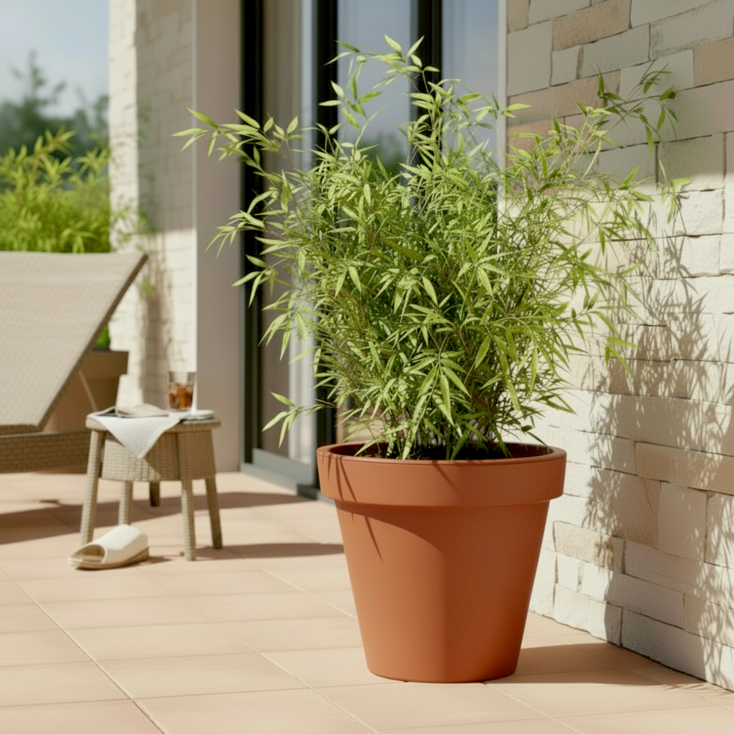 Kunststoff Pflanzkübel L rund Ø 48 cm - terracotta - Blumenkübel groß für Außen und Innen