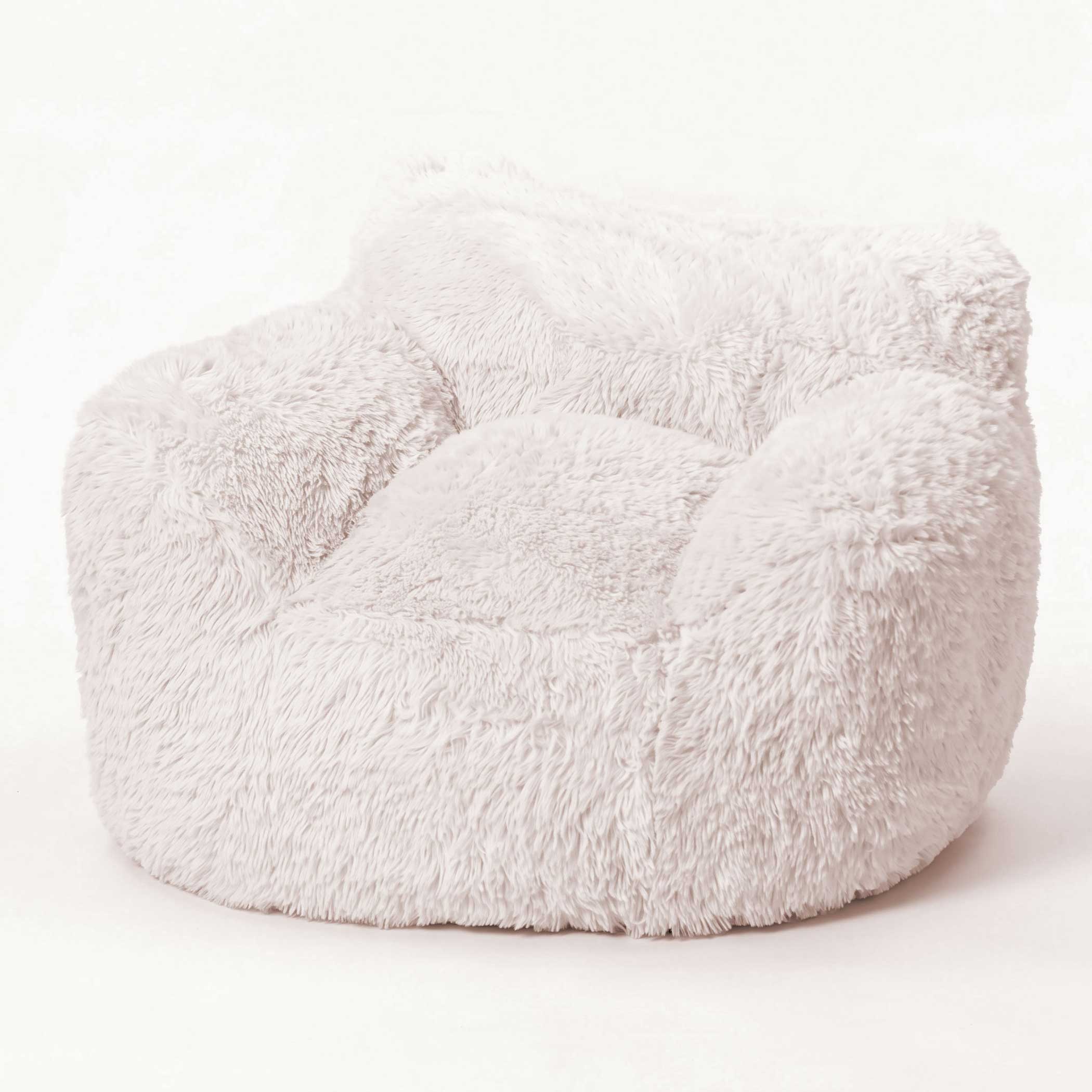 Lounge Sessel cremeweiß mit Armlehnen 104 x 96 cm - Plüsch - XL Sitzsack beige mit Schaumstoff Füllung