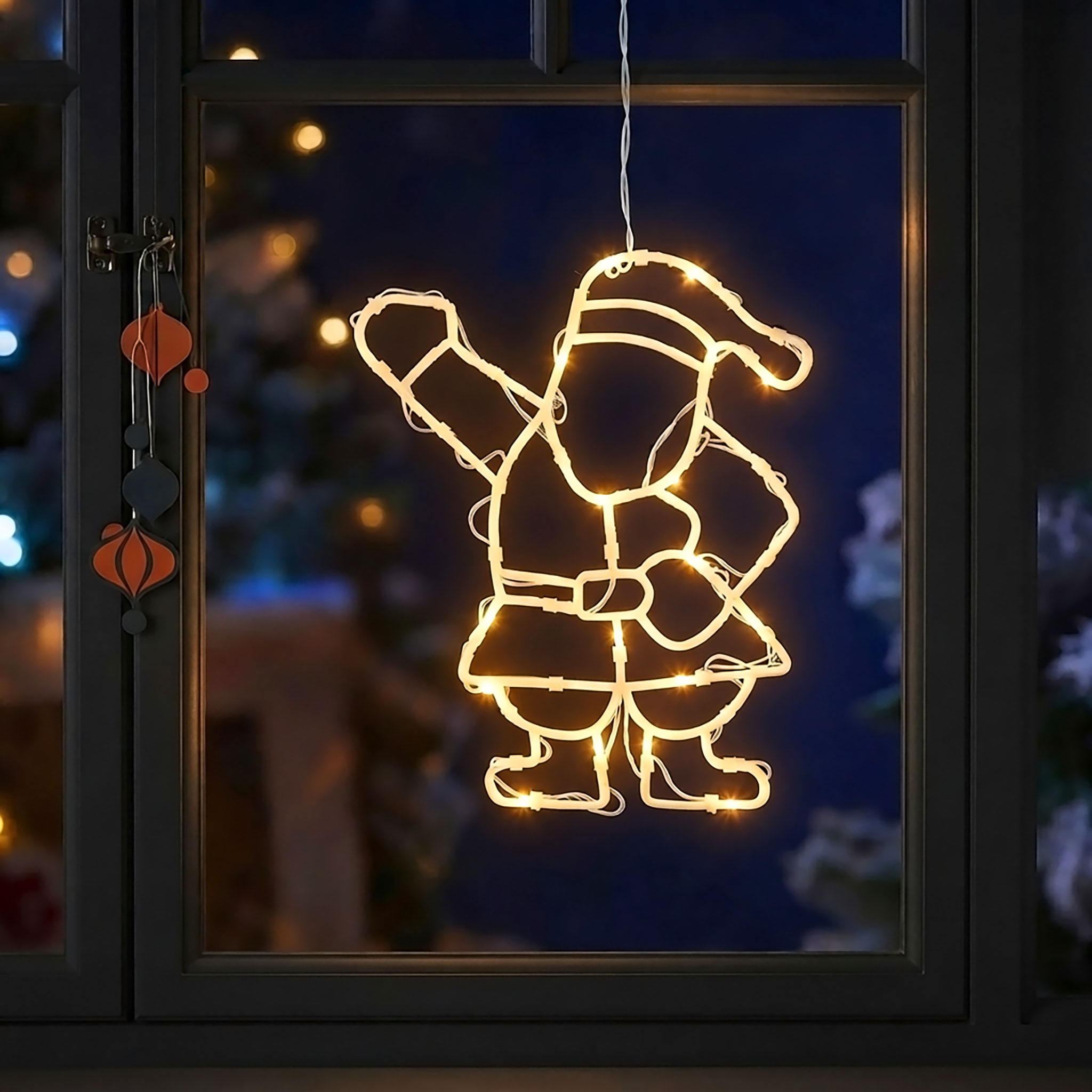 LED Fenster Silhouette mit Dual Timer - 4 Motive in 2 Größen - Deko Weihnachts Beleuchtung Batterie betrieben