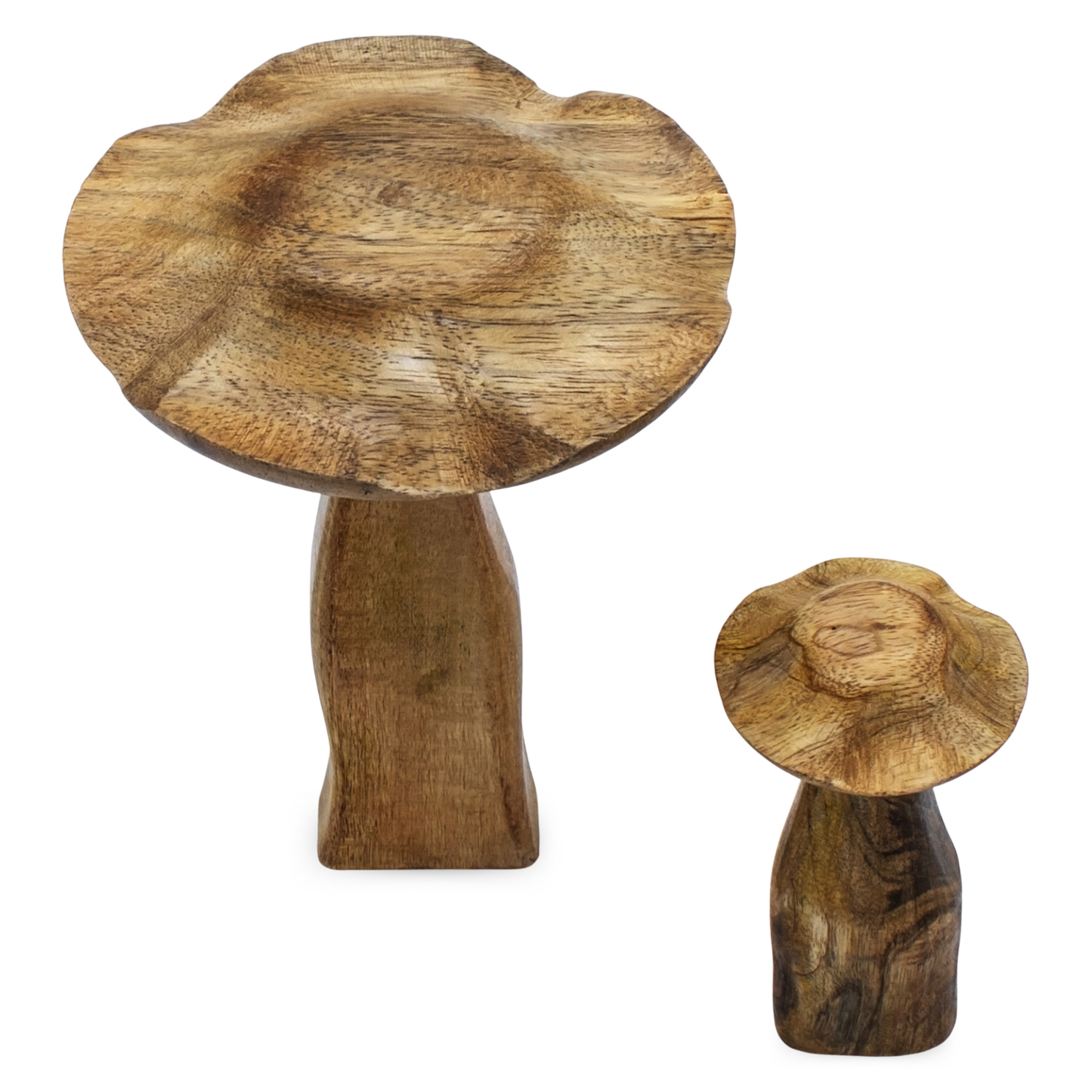 Mangoholz Deko Pilz 3er Set natur - 20 / 13 cm - Holz Waldpilz Dekofigur