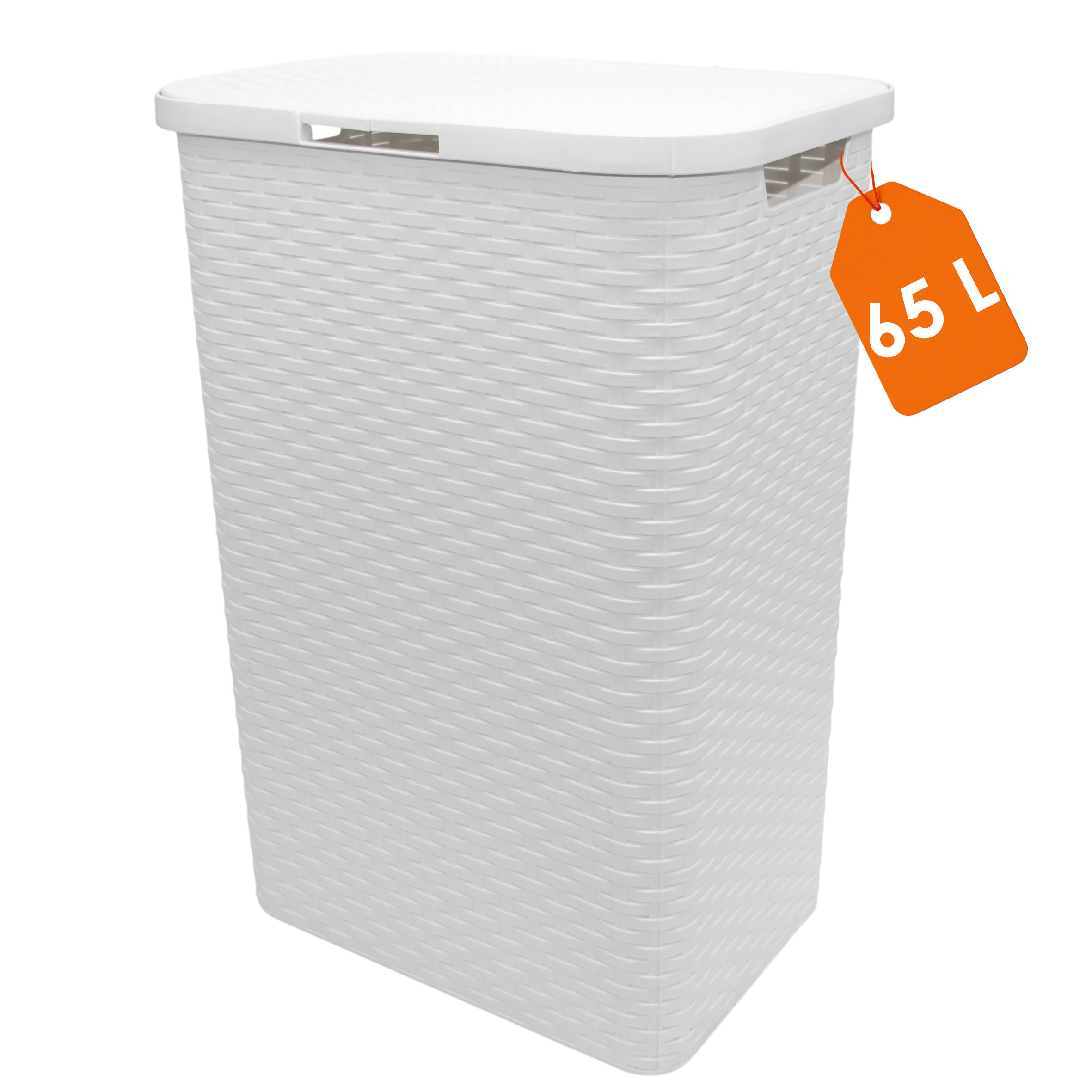 Kunststoff Wäschebox in Flechtoptik 65 Liter - weiß