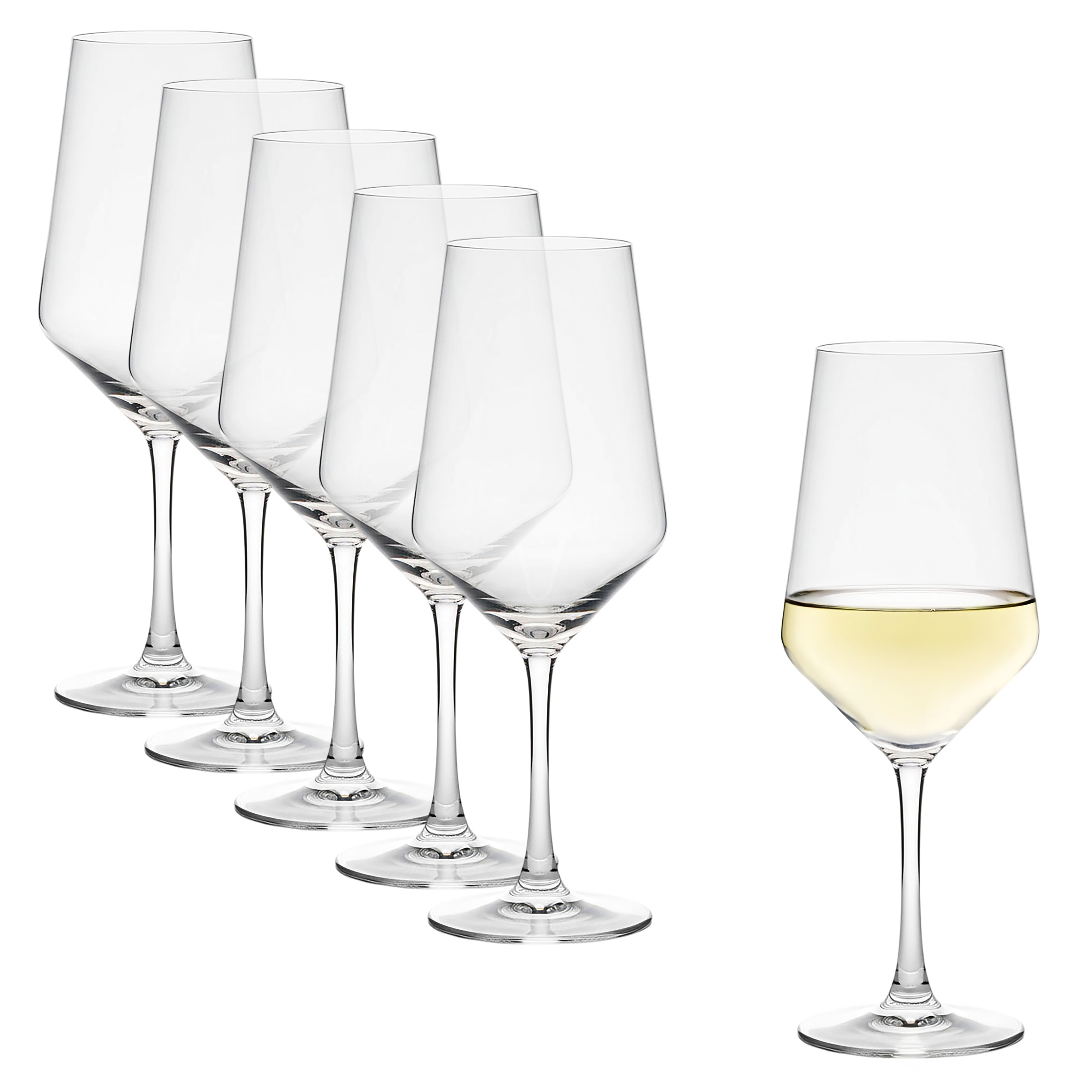 Kristall Weißweinglas kratzfest 6er Set - 400 ml - Hochwertiges Kristallglas für Wein spülmaschinenfest