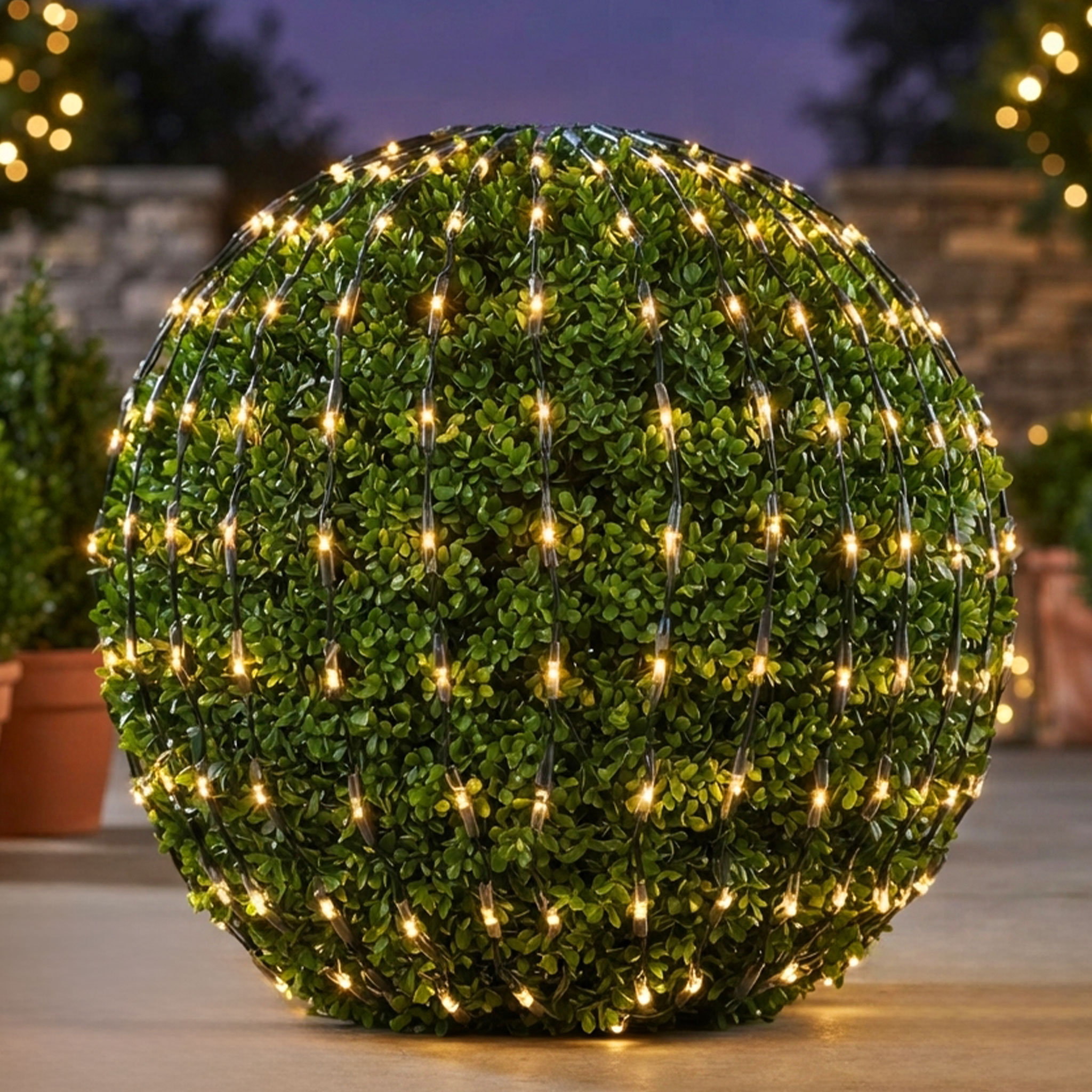 LED Buchsbaum Beleuchtung mit 144 LED warm weiß - 120 cm - Garten Deko Lichtervorhang