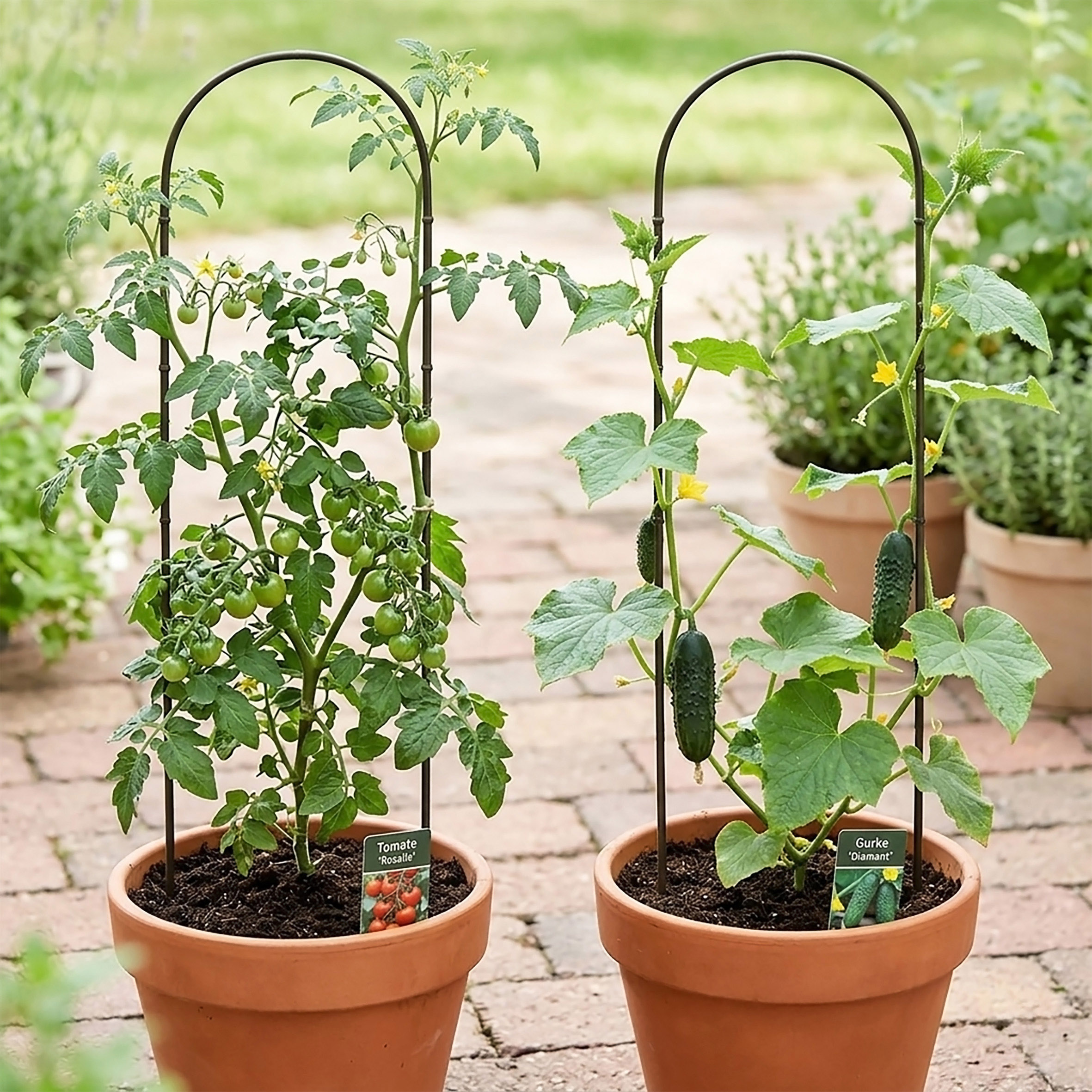 Bambus Pflanzenstütze 75 x 20 cm natur - 6er Set - Holzbogen Kletterhilfe für Rankpflanzen