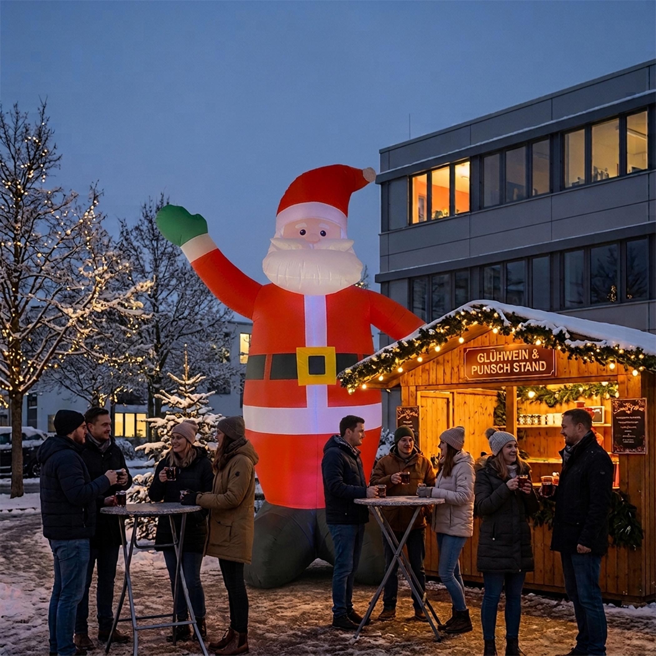Aufblasbarer Weihnachtsfigur mit LED Beleuchtung selbstaufblasend mit bunten LEDs für Außen und Innen