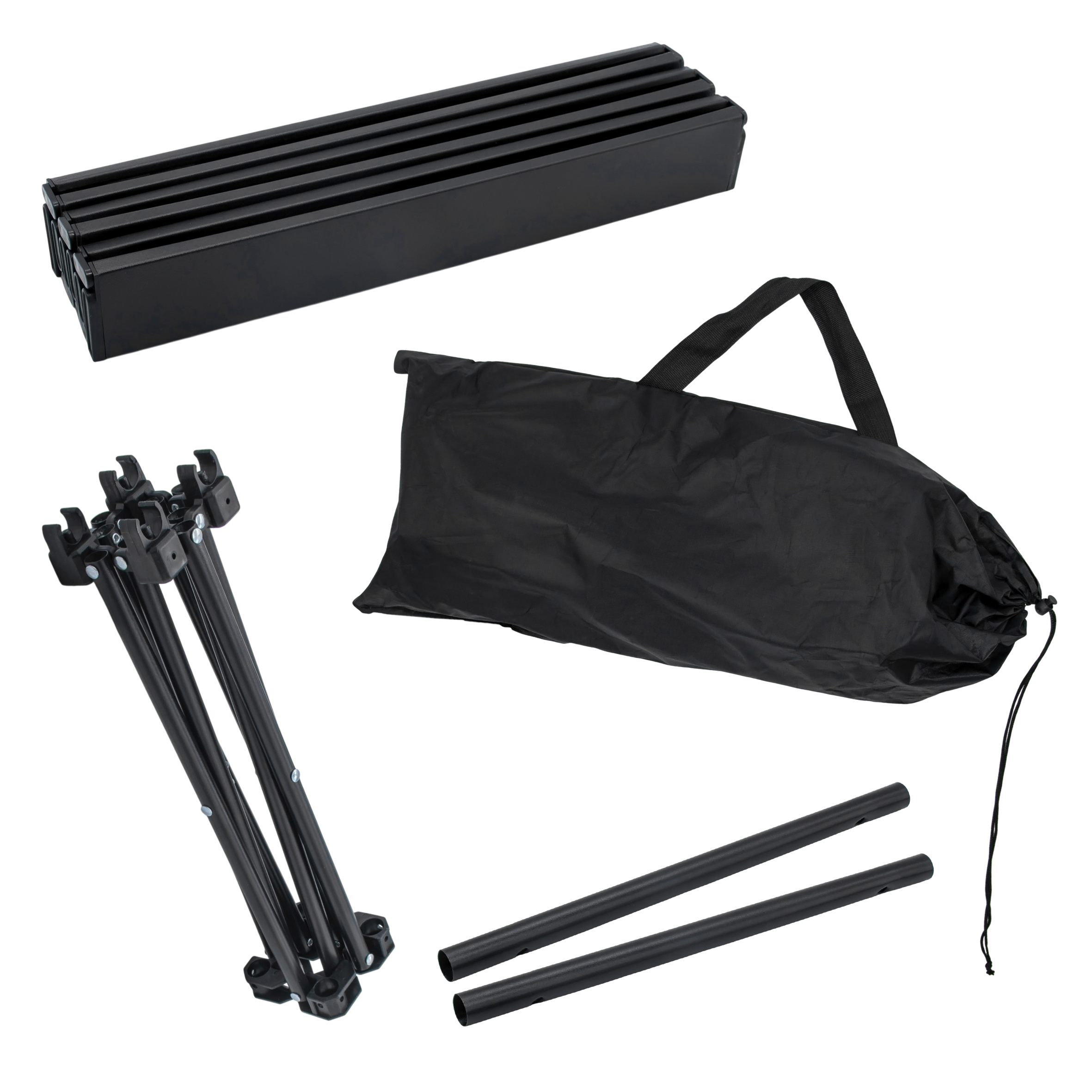 Camping Klapptisch schwarz mit Tragetasche - 40 x 35 cm - Universal Gartentisch mit einrollbarer Tischplatte