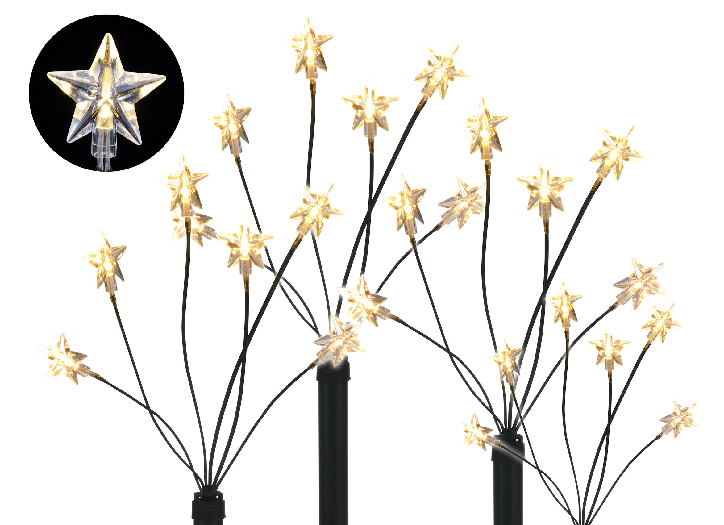 LED Gartenleuchtstäbe STERN 4er Set - mit Batterie / Timer