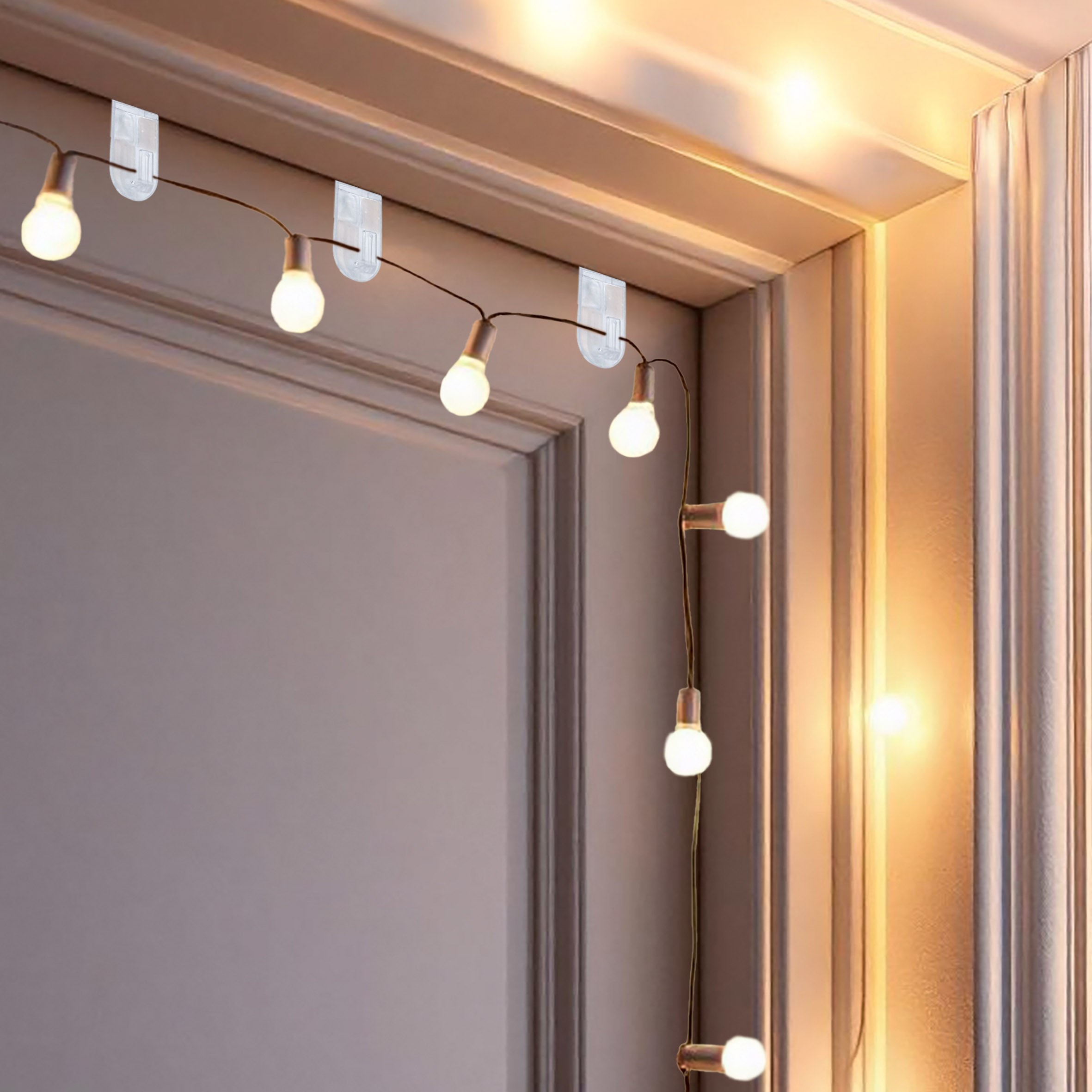 Kunststoff Fensterhaken transparent für 18 mm Rahmendicke - 24 Stück - Fensterclip zum Anbringen von Lichterketten und Girlanden