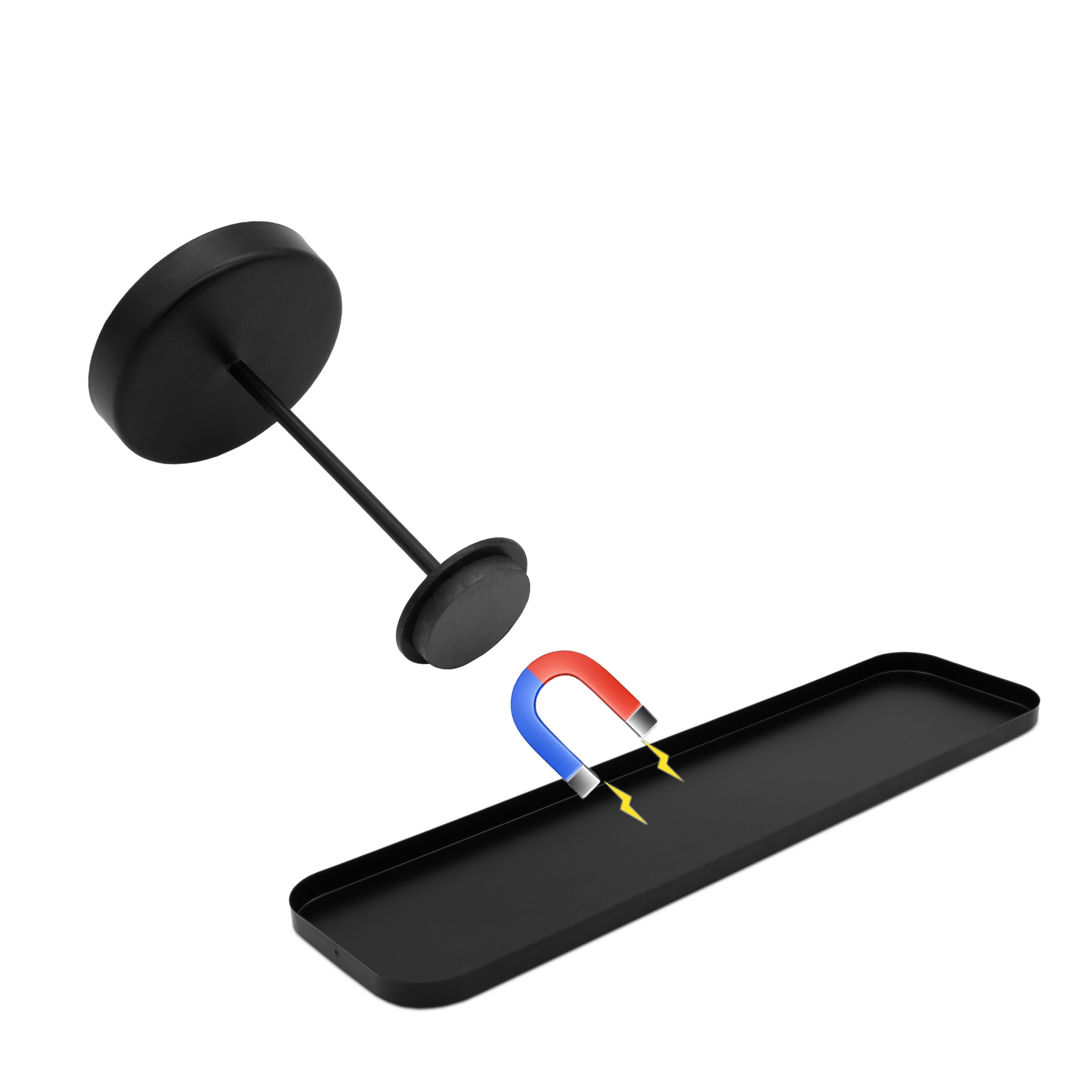 Magnet Kerzenhalter schwarz 4er Set - H 12 / 10 / 8 / 6 cm  - Metall Kerzenständer für Stumpenkerzen