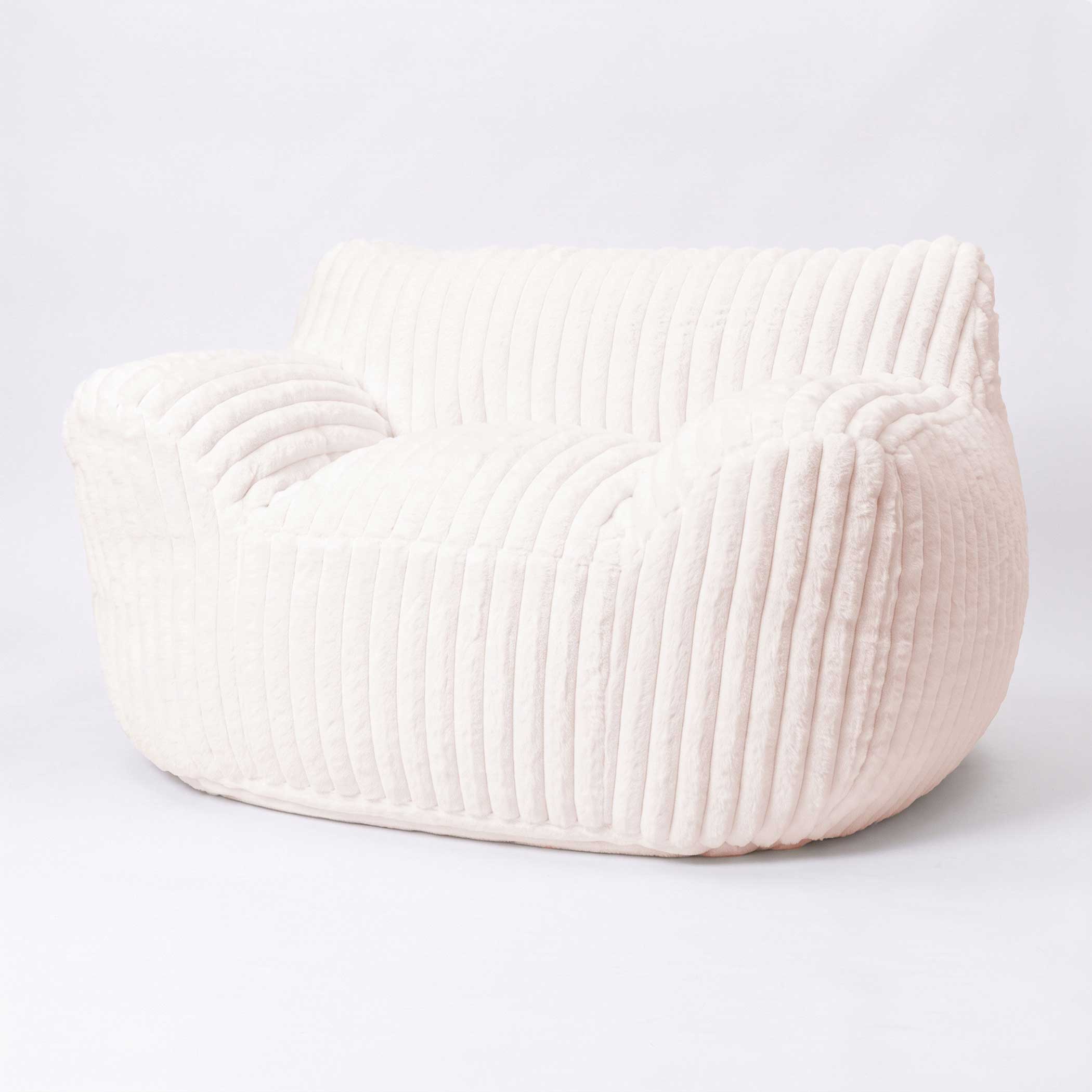 Lounge Sessel cremeweiß mit Armlehnen 104 x 96 cm - Cord - XL Sitzsack beige mit Schaumstoff Füllung
