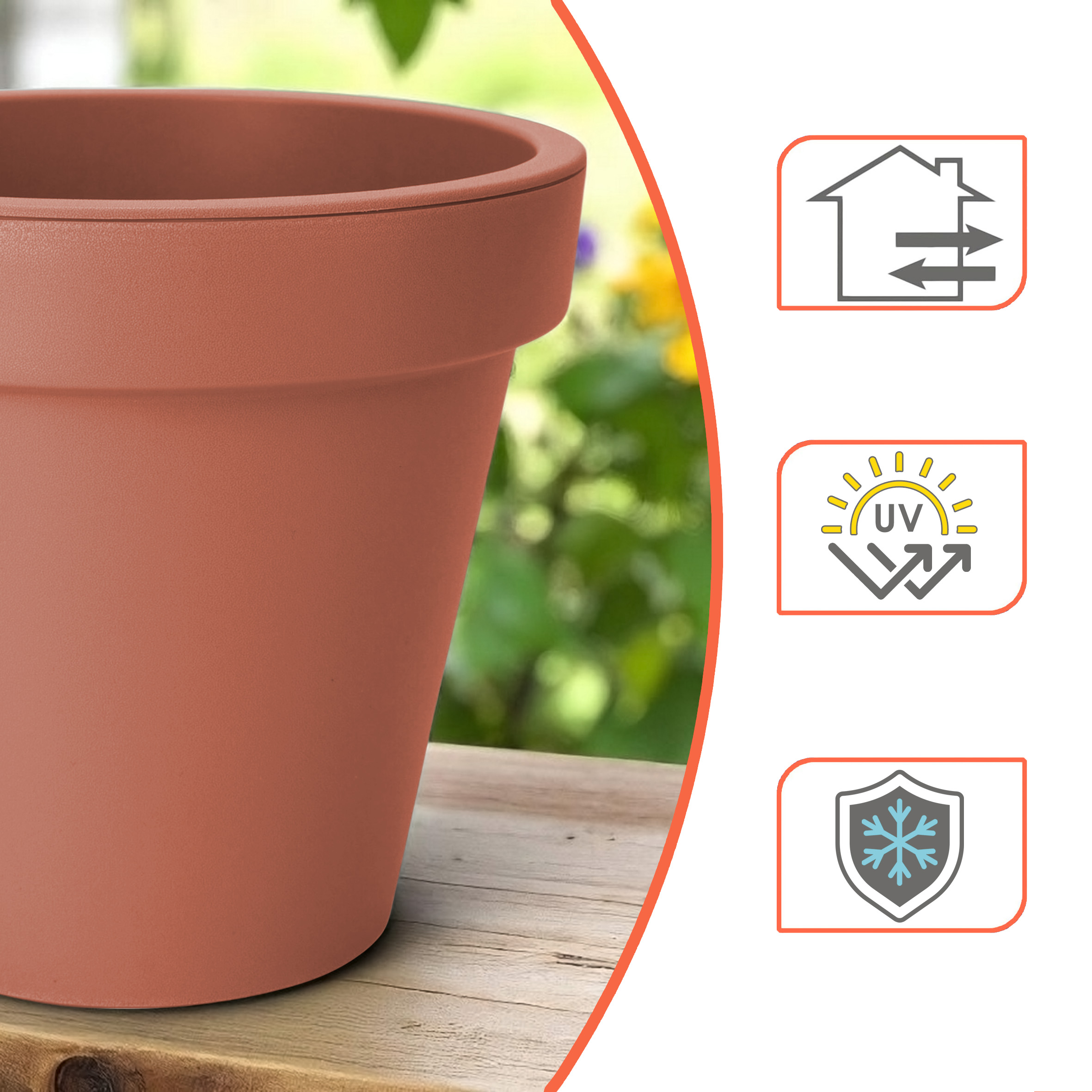 Kunststoff Pflanzkübel XXS rund - Ø 20 cm / terracotta - Garten Blumenkübel klein