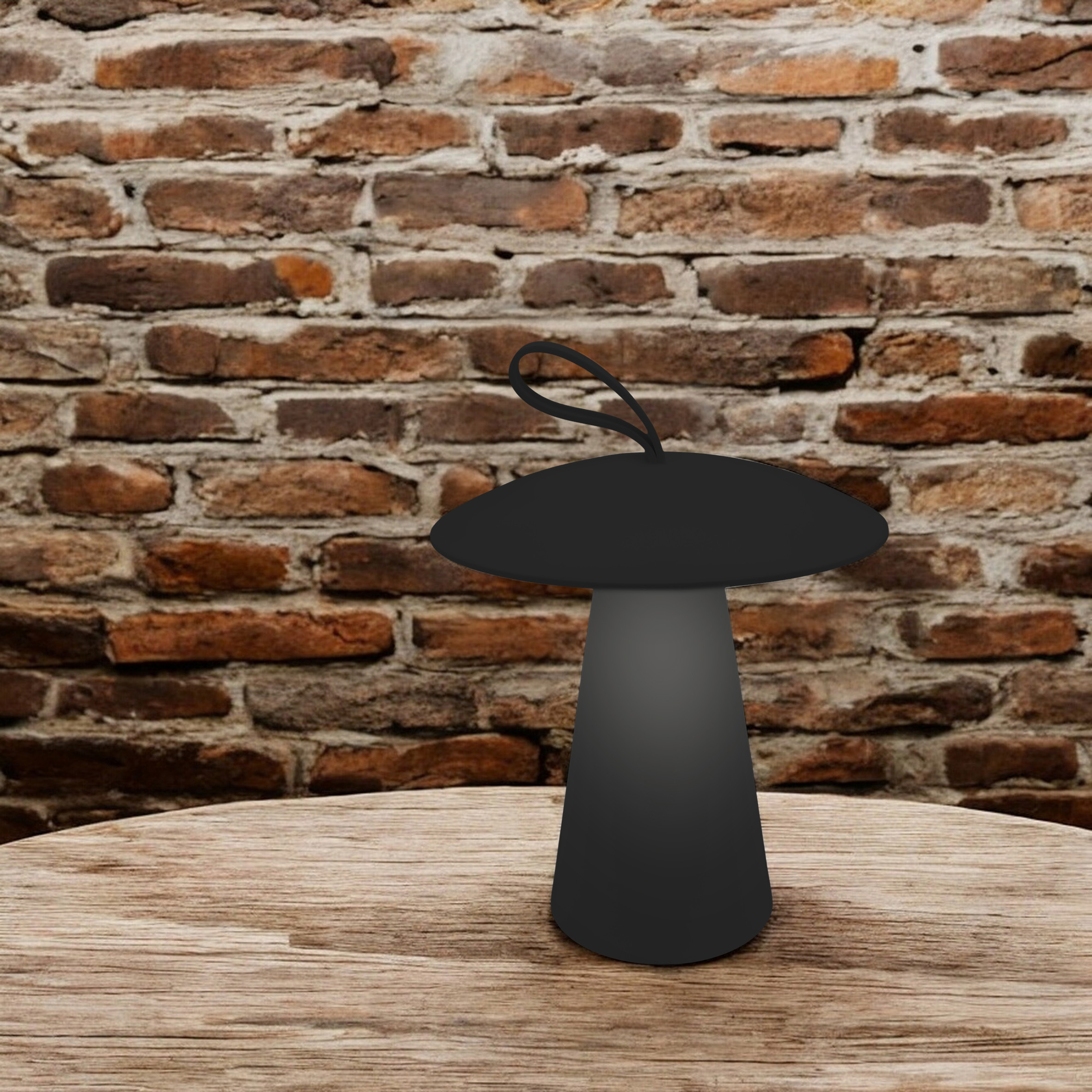 LED Akku Tischleuchte Pilz 17 x 15 cm mit 3 Leuchtmodi - schwarz - Outdoor Tischlampe warm weiß wiederaufladbar