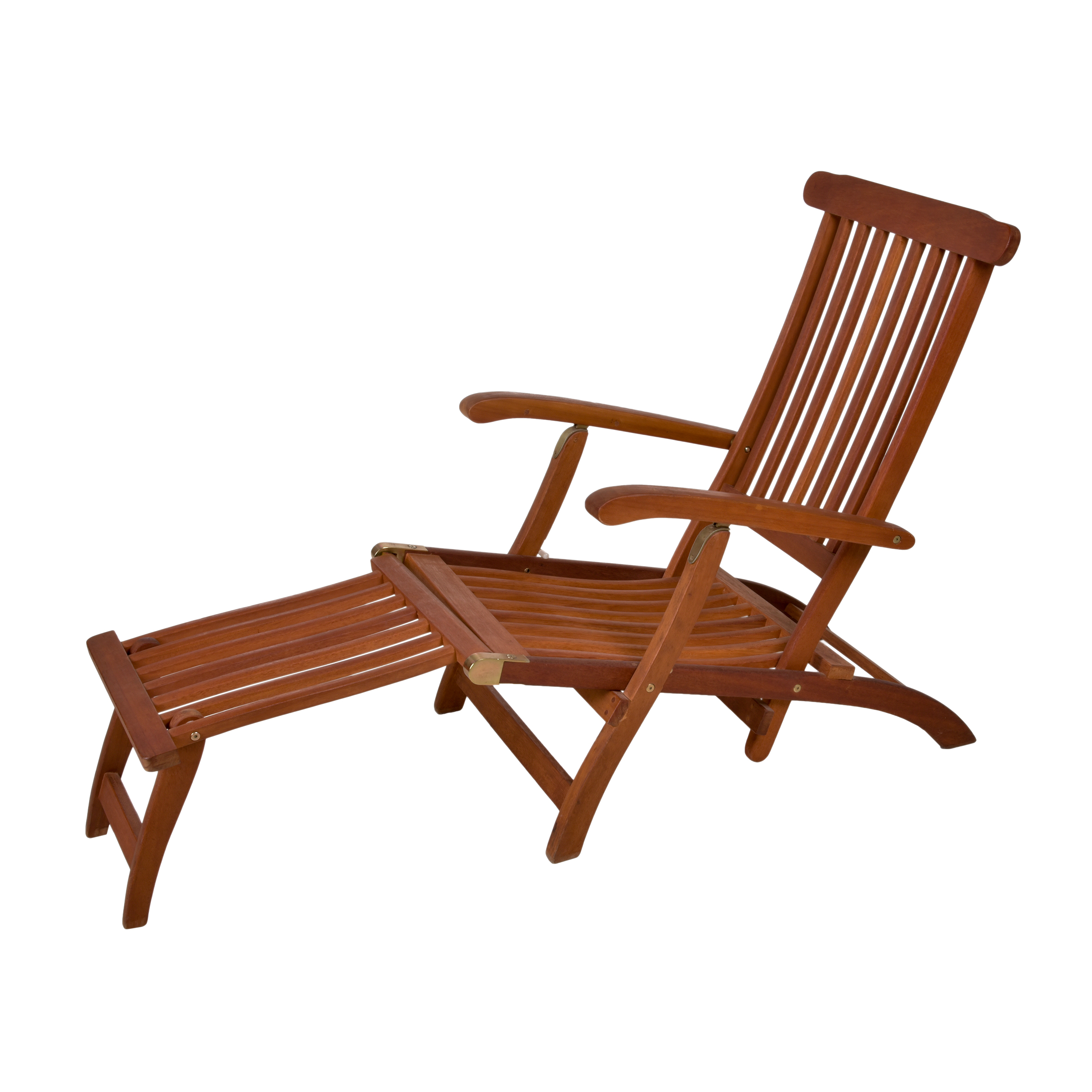 Eukalyptus Deckchair mehrfach verstellbar - 163 x 56 cm - Holz Gartenliege mit Fußteil klappbar