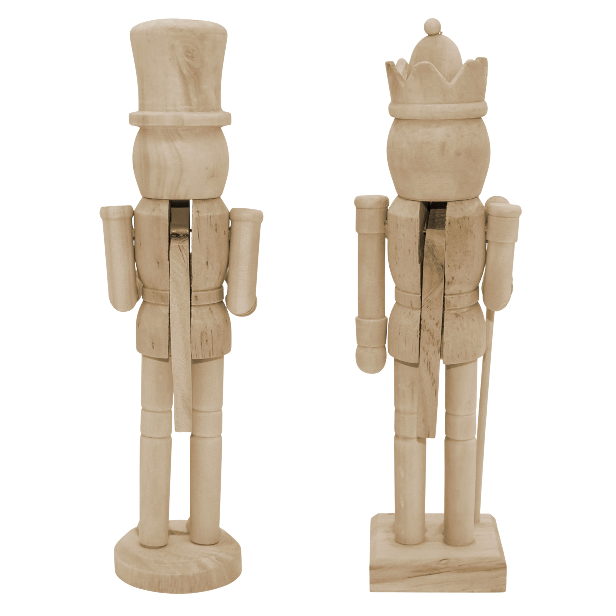 Nussknacker 26 cm aus Holz zum Selbstgestalten - 2er Set - Weihnachts Dekofigur zum Bemalen