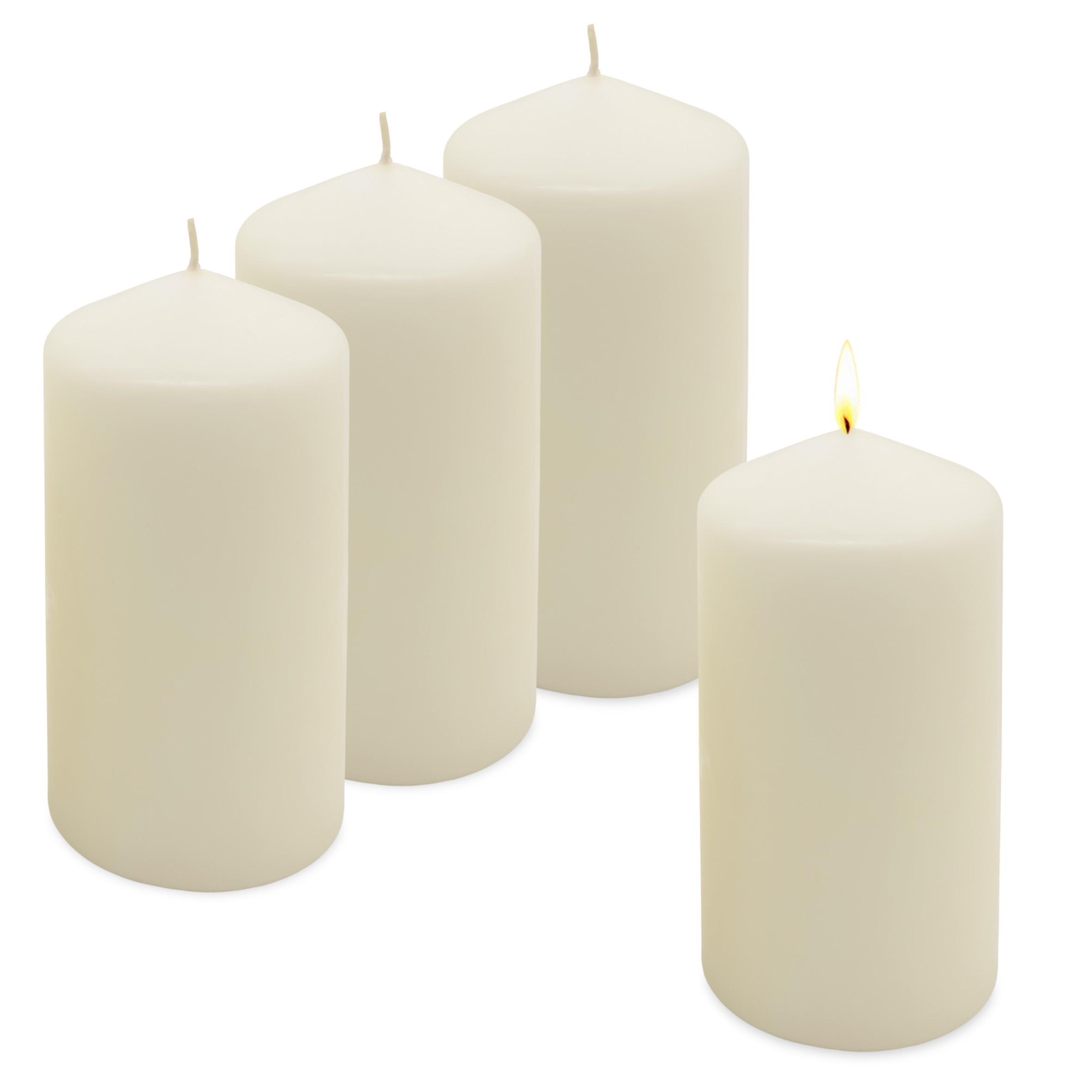 Echtwachs Stumpenkerze 4er Set 15 x 7 cm - creme weiß - Blockkerze für Adventskranz und Laternen