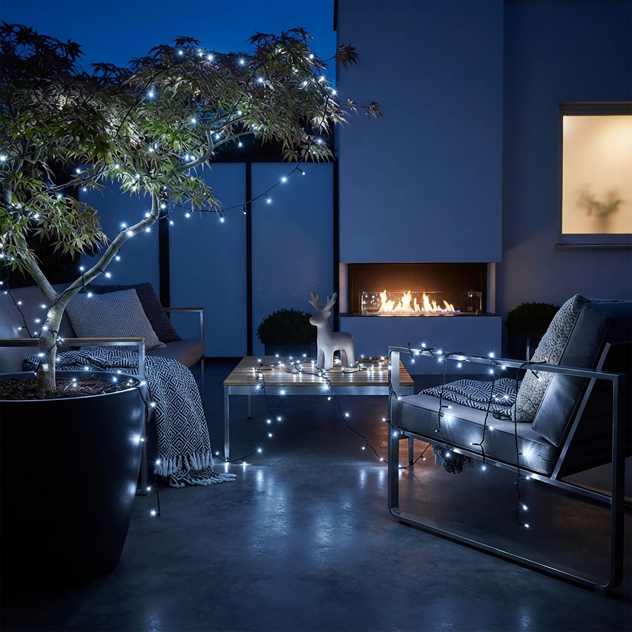 Weihnachts Lichterkette 80 LED - (kalt) weiß mit Timer