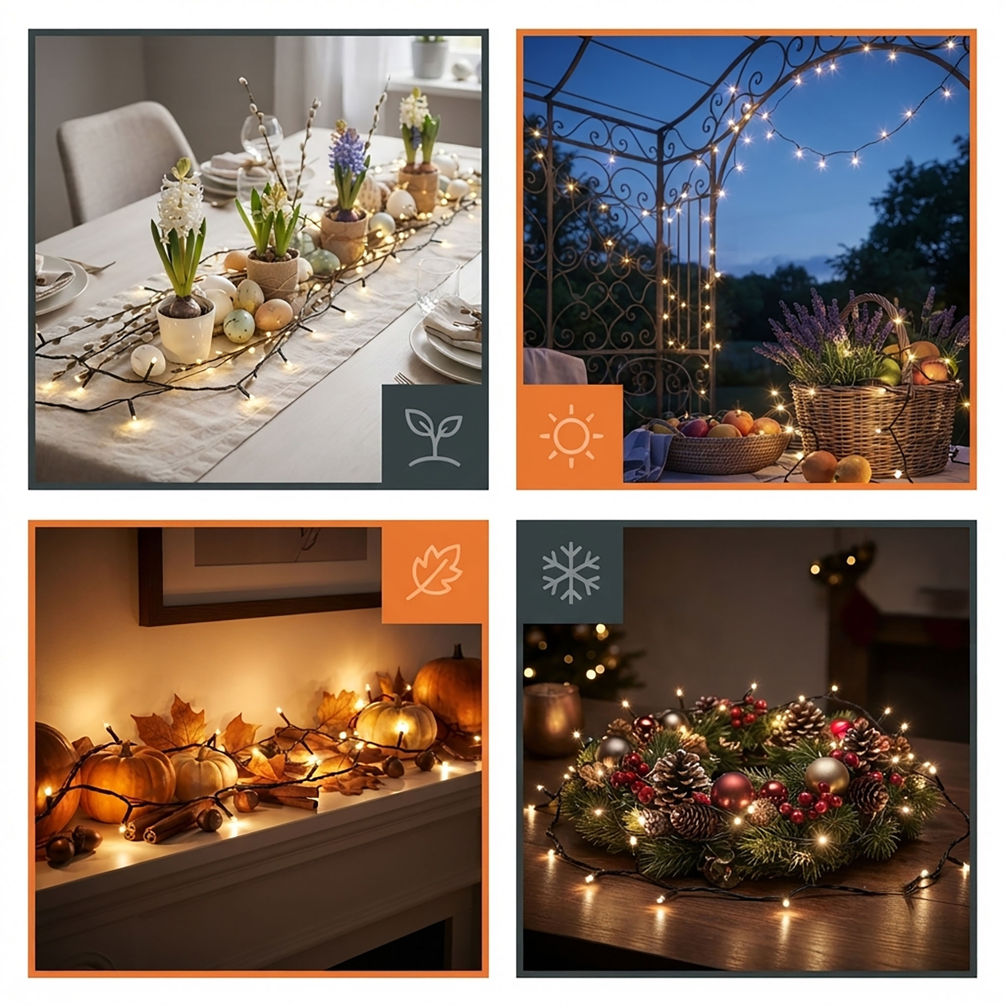 LED Weihnachts Lichterkette warm weiß - 8 Längen / 40-720 LED - Garten Deko Beleuchtung