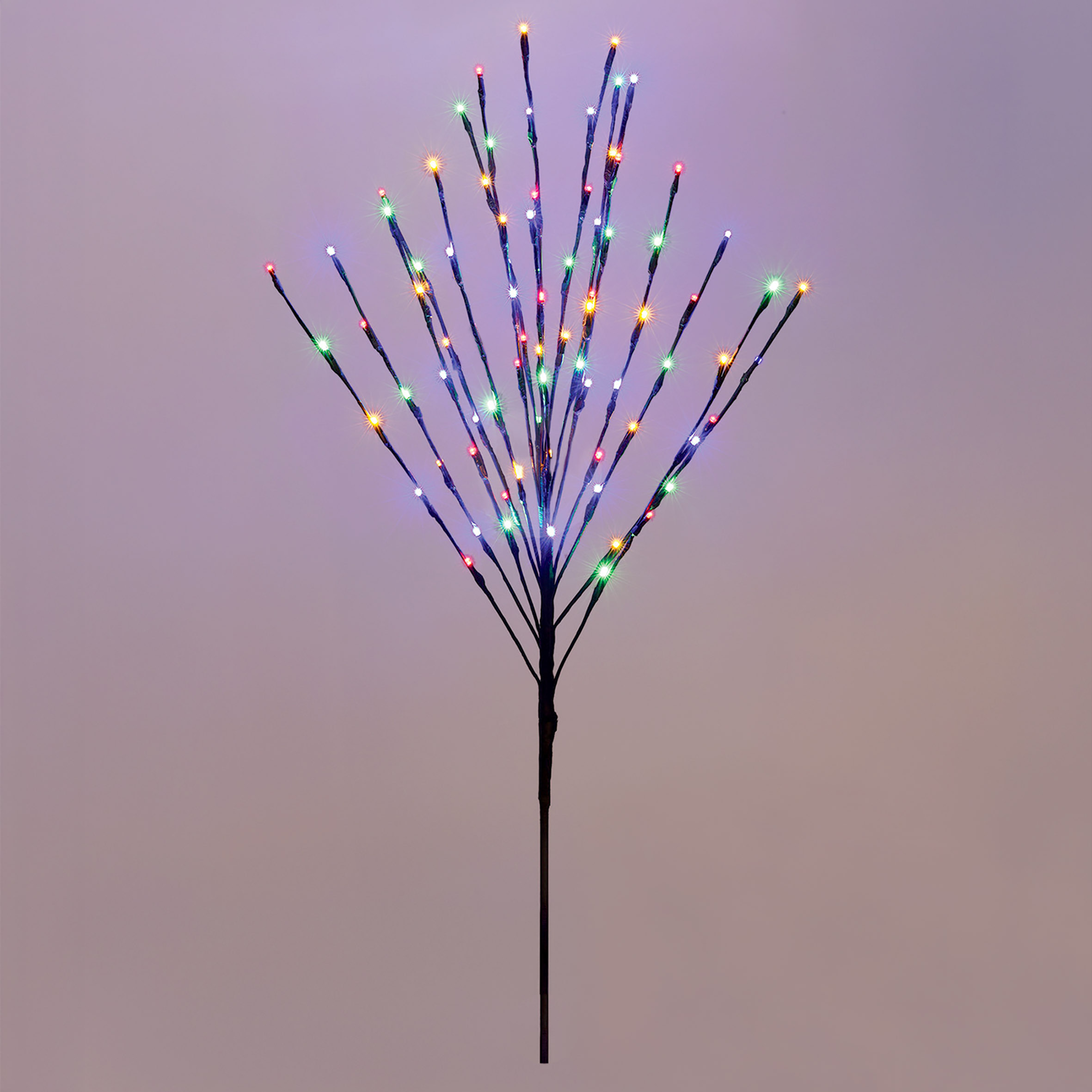 Lichterbaum 110 cm multicolor für Außen mit Dual Timer - 80 LED - Deko Baum bunt beleuchtet Batterie betrieben