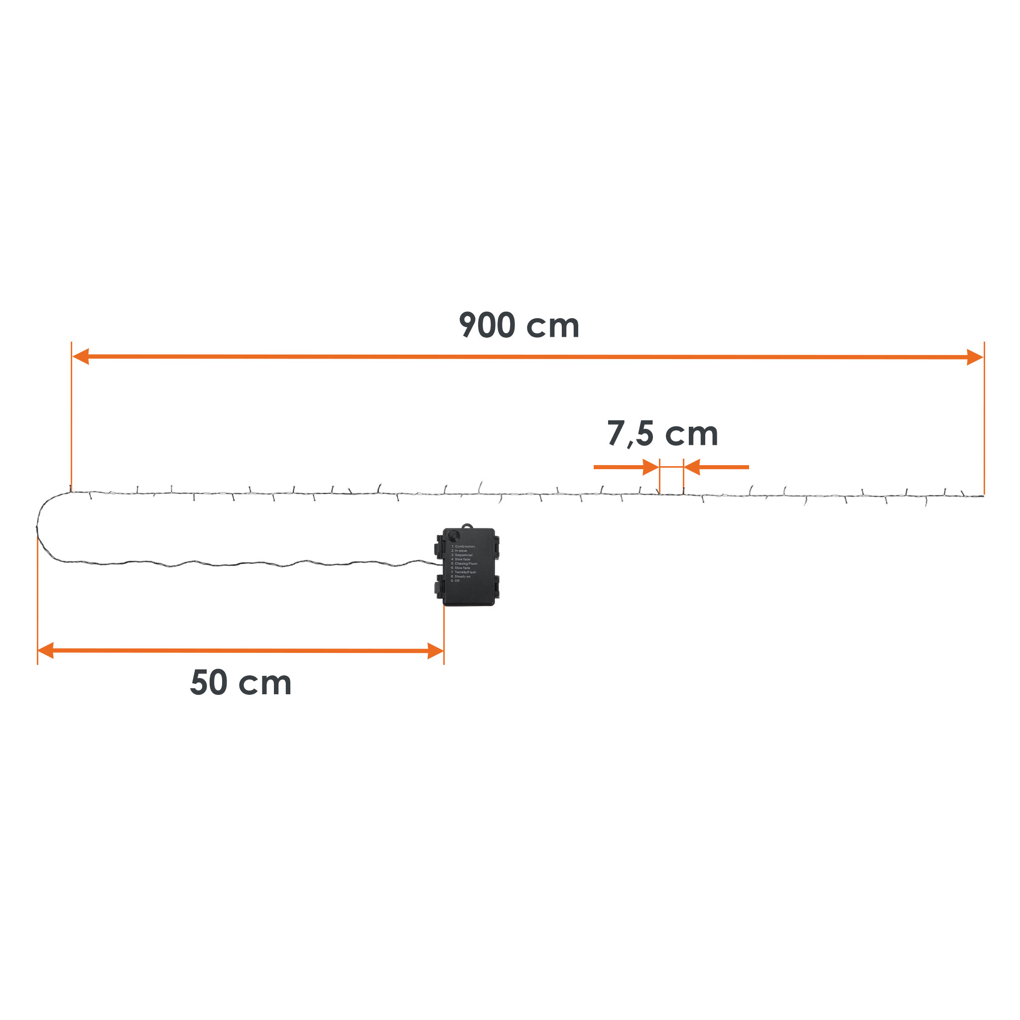 LED Lichterkette für Außen und Innen - 120 LED / 9 m - Deko Beleuchtung mit 8 Funktionen