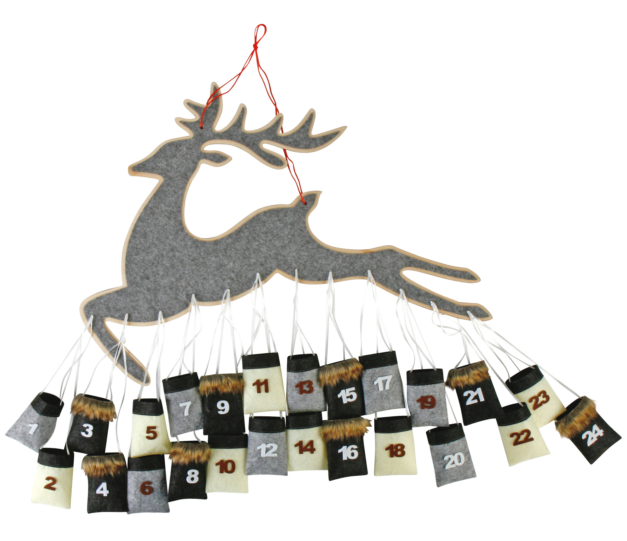 Rentier Adventskalender mit 24 Säckchen zum Befüllen ca. 80 cm x 80 cm