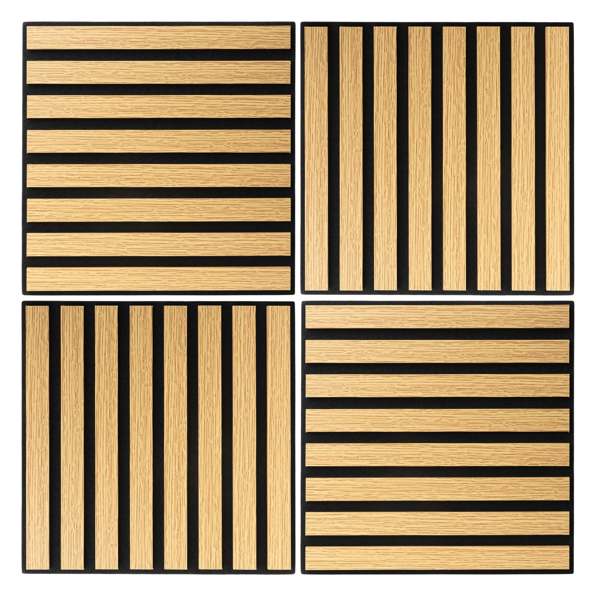 Akustikpaneele quadratisch in heller Holzoptik natur hell 30 x 30 cm als Schallabsorber - 4er Set - Deko Schallschutz Wandvertäfelung für 0,36 m²