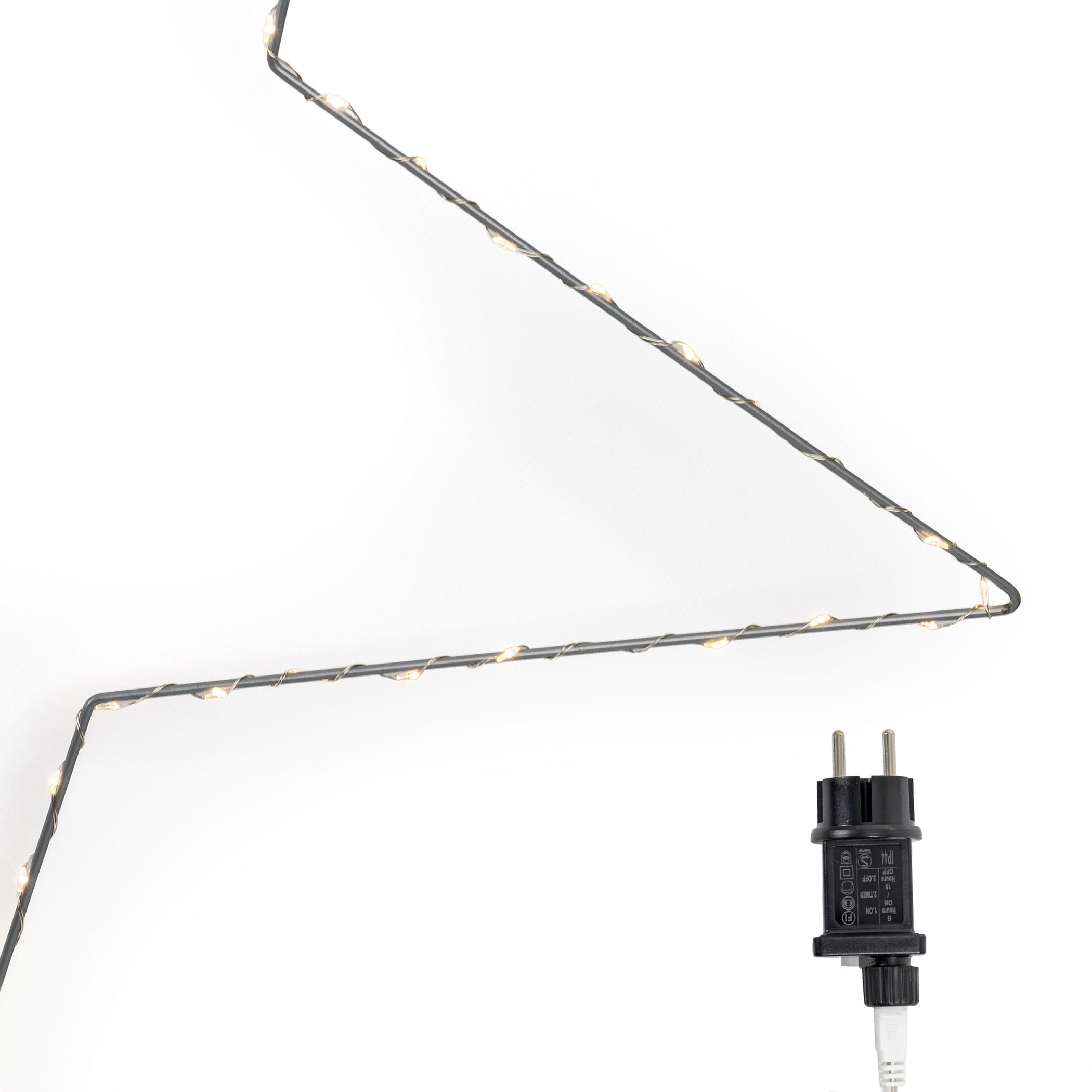 LED Metall Stern Spitze 80 cm für Fahnenmast bis 6,20 m mit Netzteil für Außen - 230 LEDs - Leuchtstern Silhouette silber mit 7 m Lichterkette in warm weiß mit Timer