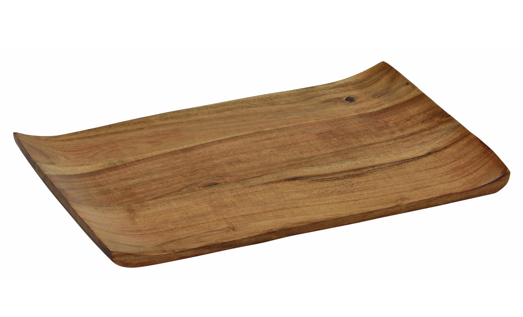 Akazien Servierbrett mit geschwungenen Rändern - 31 x 20 cm - Holz Deko Kerzentablett