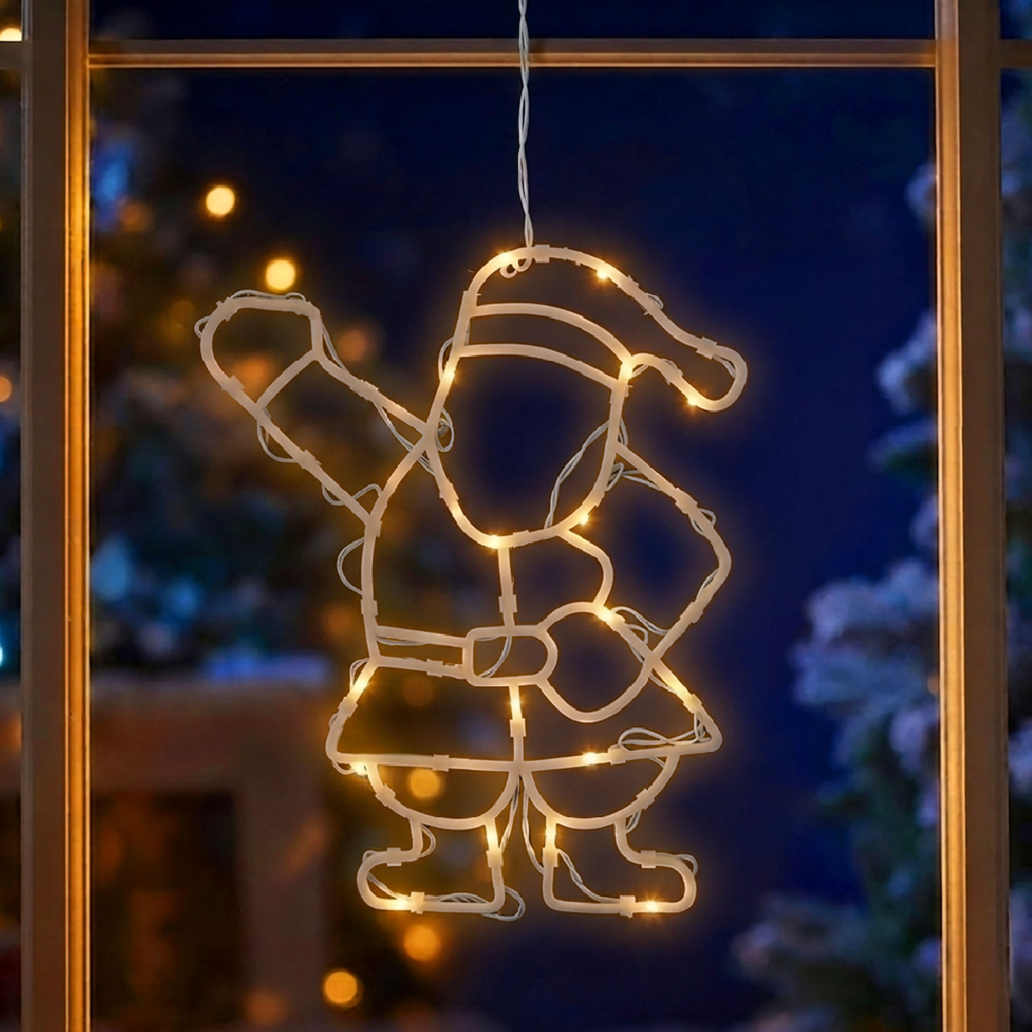 LED Fenster Silhouette mit Dual Timer - 4 Motive in 2 Größen - Deko Weihnachts Beleuchtung Batterie betrieben
