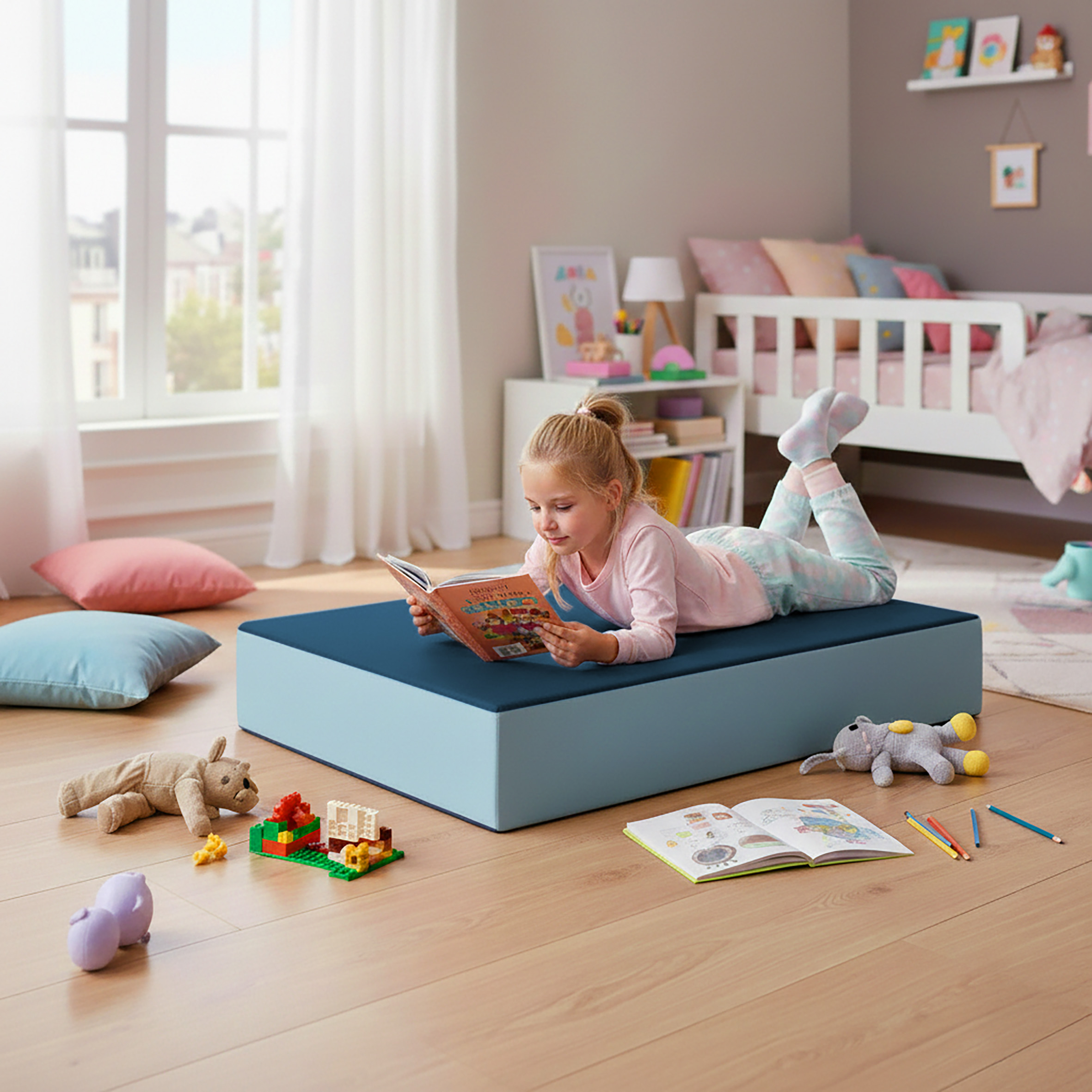 Jump Hüpfpolster 99 x 75 x 18 cm - blau - Hüpfmatratze für Kinder ab 3 Jahre bis 40 kg