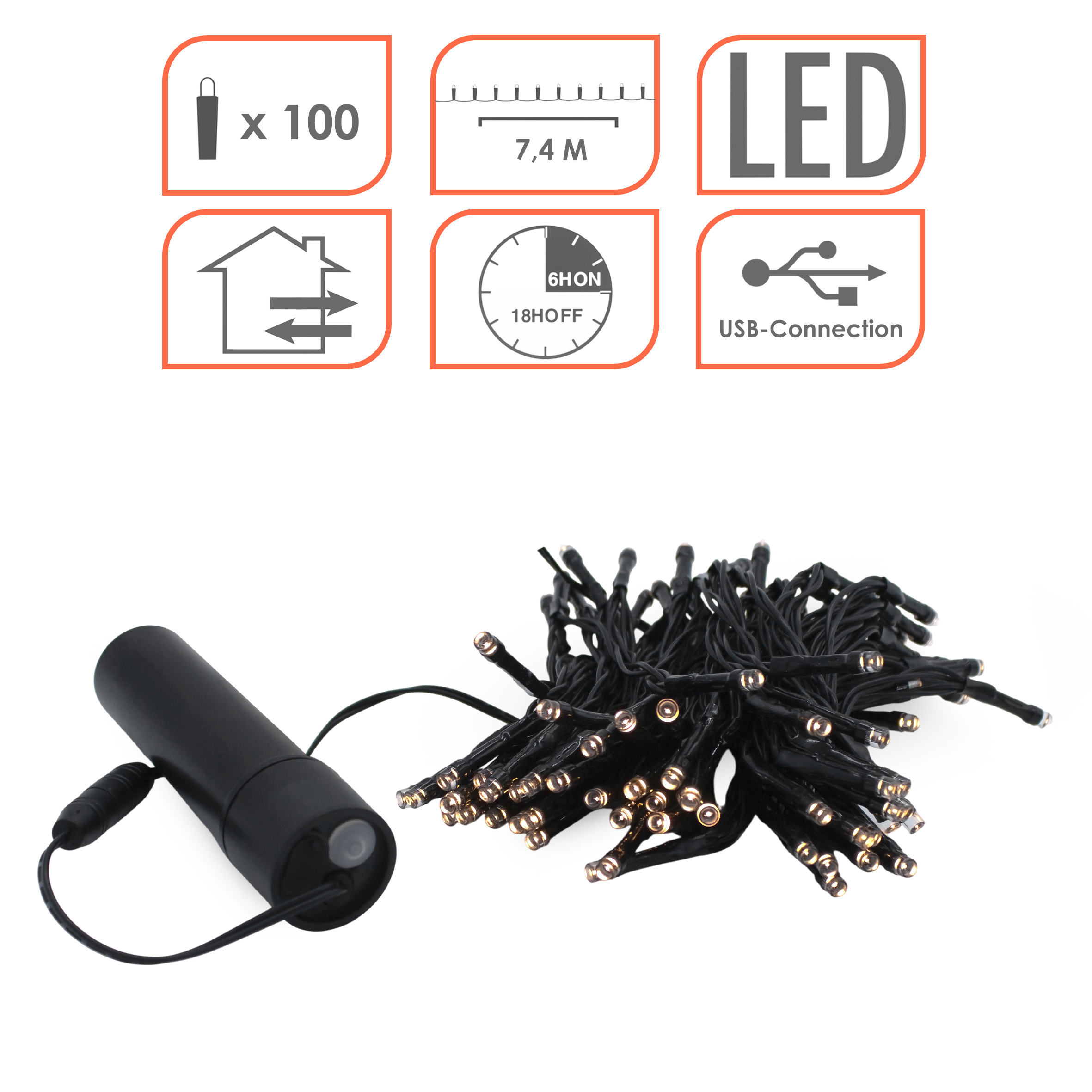 Akku Lichterkette per USB aufladbar bis 10 Tage Leuchtdauer mit Timer