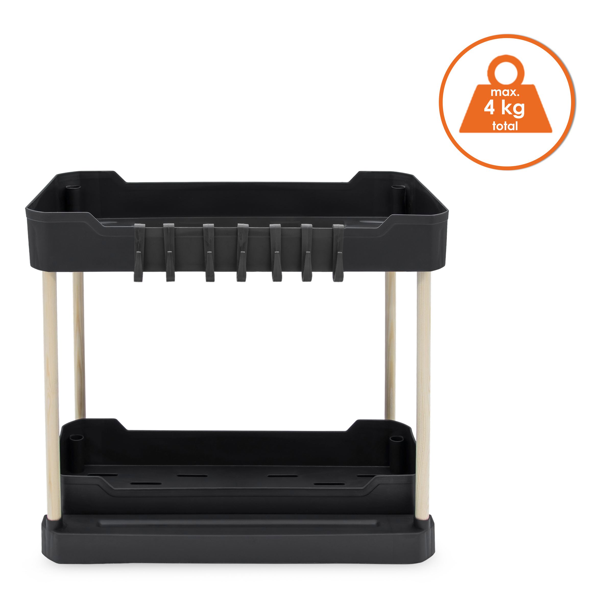 Schubladenturm mit 2 Ebenen 40 cm x 35 cm für Küchenschrank - schwarz - Unterschrank Organizer mit ausziehbarer Schublade