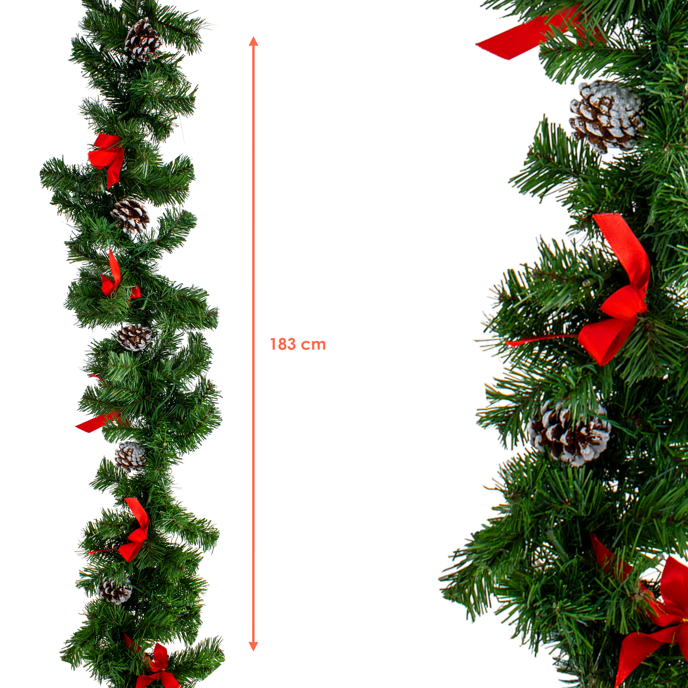 Weihnachts-Girlande oder Kranz mit LED Lichterkette - wählbar - Künstliche Tannengirlande inklusive Deko