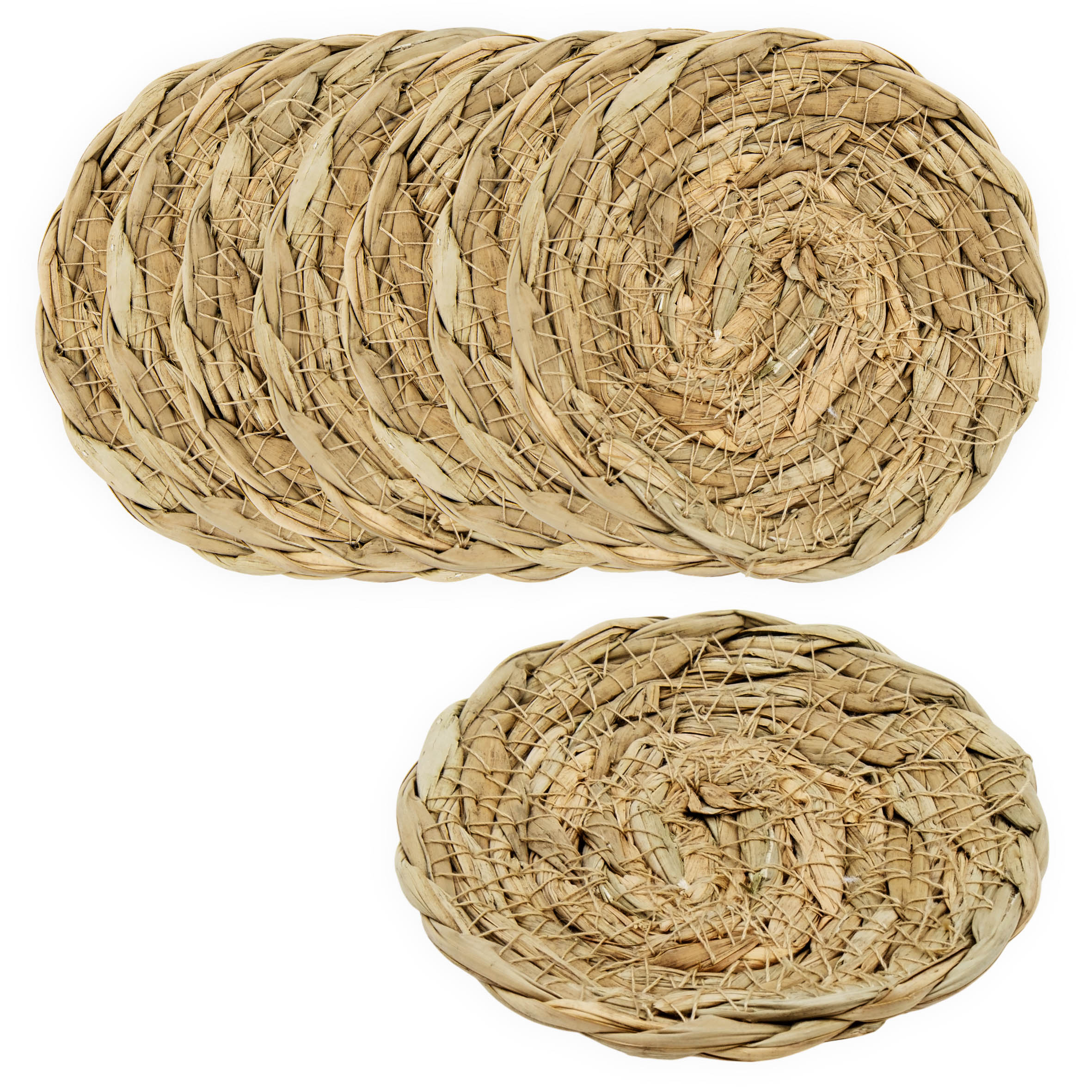 Seegras Glasuntersetzer natur rund - 8er Set - Rattan Untersetzer für Gläser und Tassen