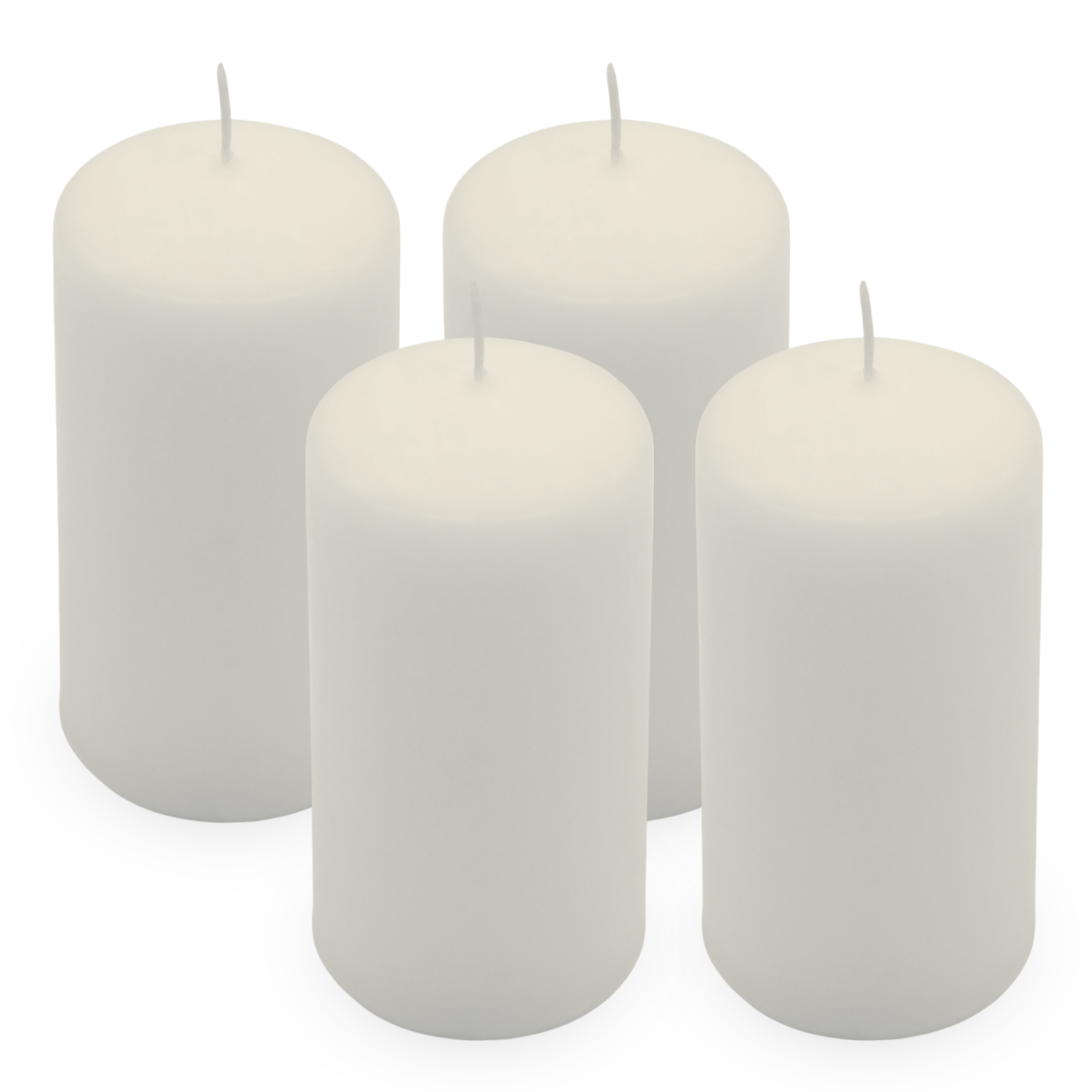 Echtwachs Stumpenkerze 4er Set 10 x 5 cm - creme weiß - Blockkerze 10 cm für Adventskranz und Laternen
