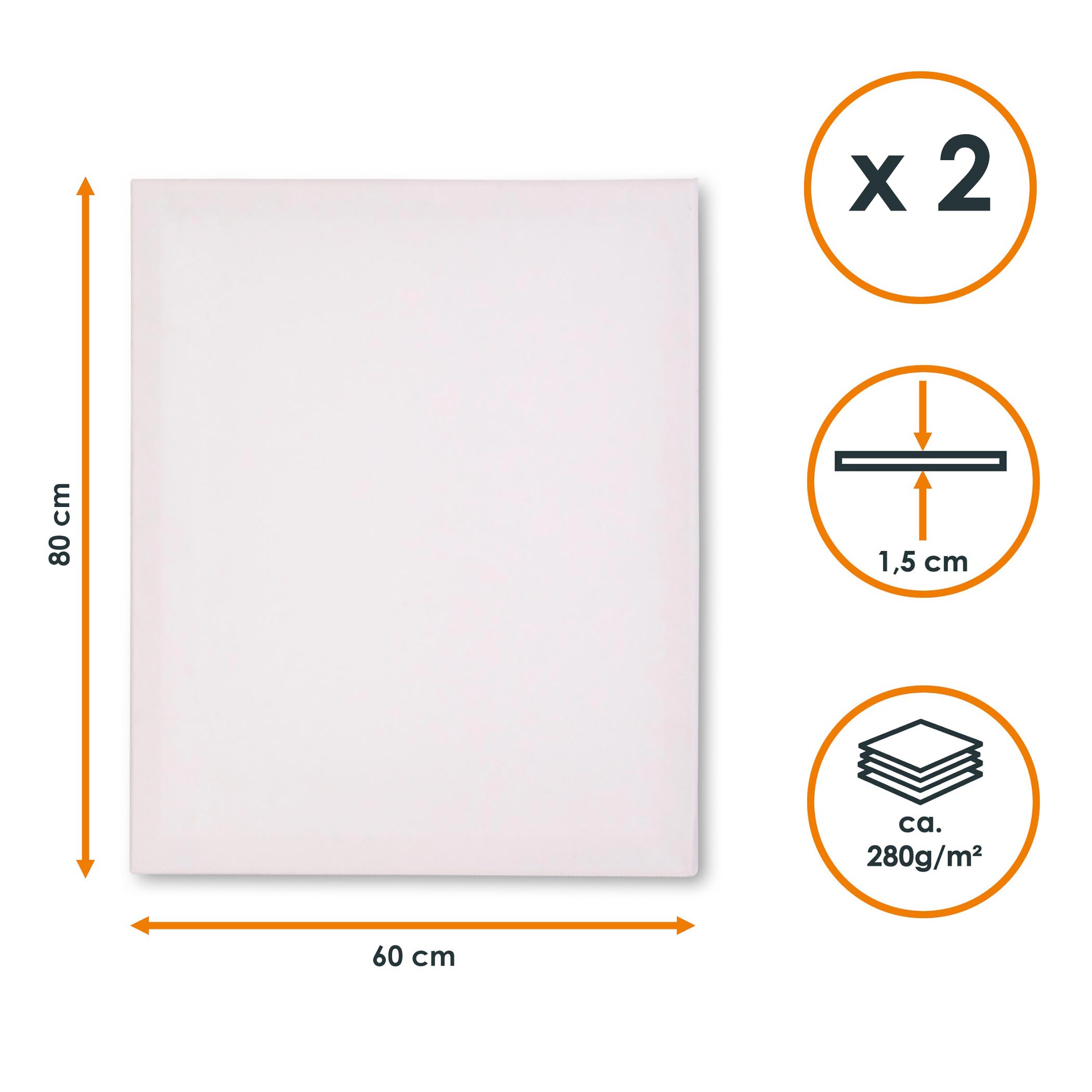 Leinwand auf Keilrahmen 2er Set - 80 x 60 cm - Kunstleinwand mit 3-fach grundiertem Leinentuch
