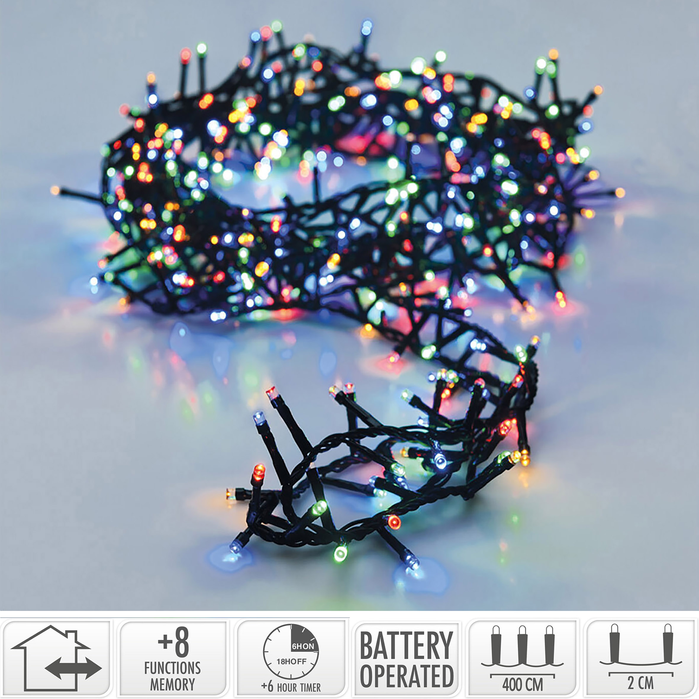 LED Lichterkette mit 8 Leuchtfunktionen - 200 LED auf 4m - Weihnachts Beleuchtung mit Speicherchip